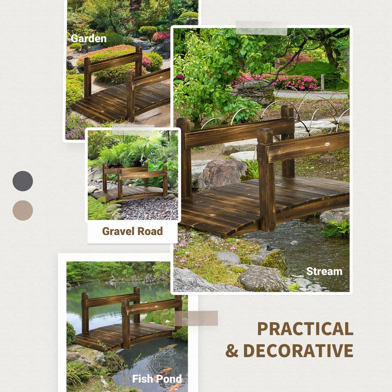5ft Garden Bridge with Planters Safety Railings Arc Footbridge Pond or Garden - Home and Garden Furniture Shop - #rustic - furniture#