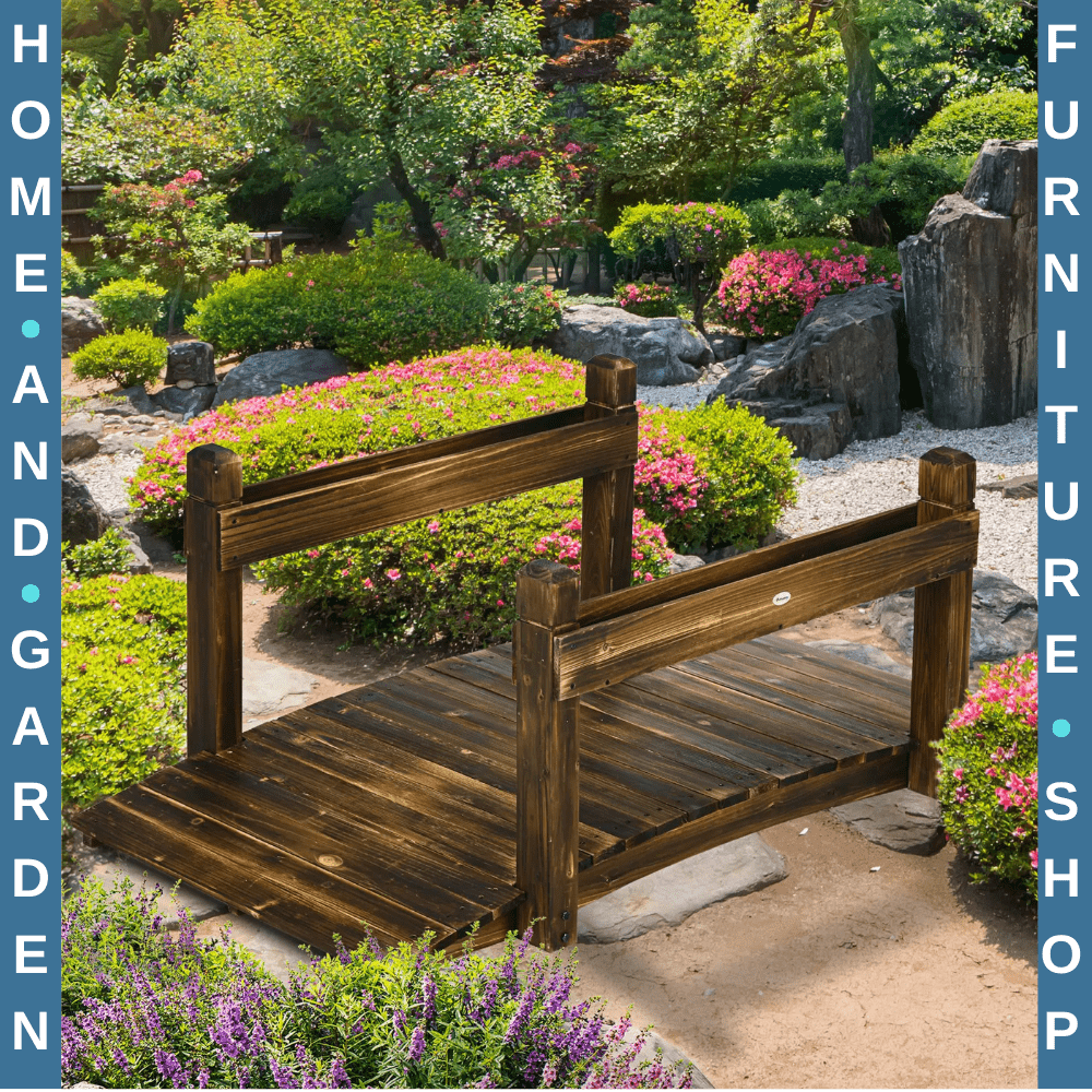 5ft Garden Bridge with Planters Safety Railings Arc Footbridge Pond or Garden - Home and Garden Furniture Shop - rustic - furniture