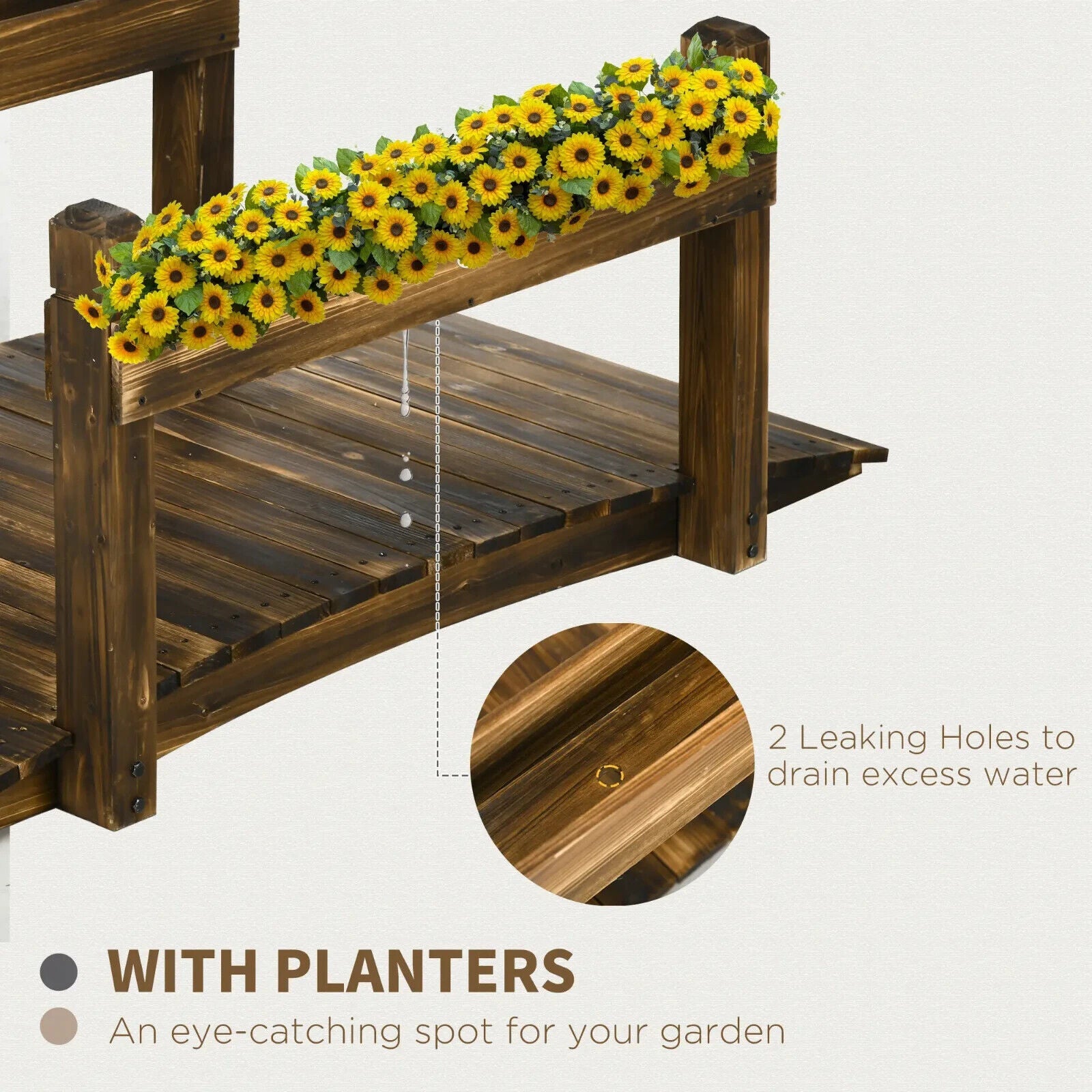 5ft Garden Bridge with Planters Safety Railings Arc Footbridge Pond or Garden - Home and Garden Furniture Shop - #rustic - furniture#