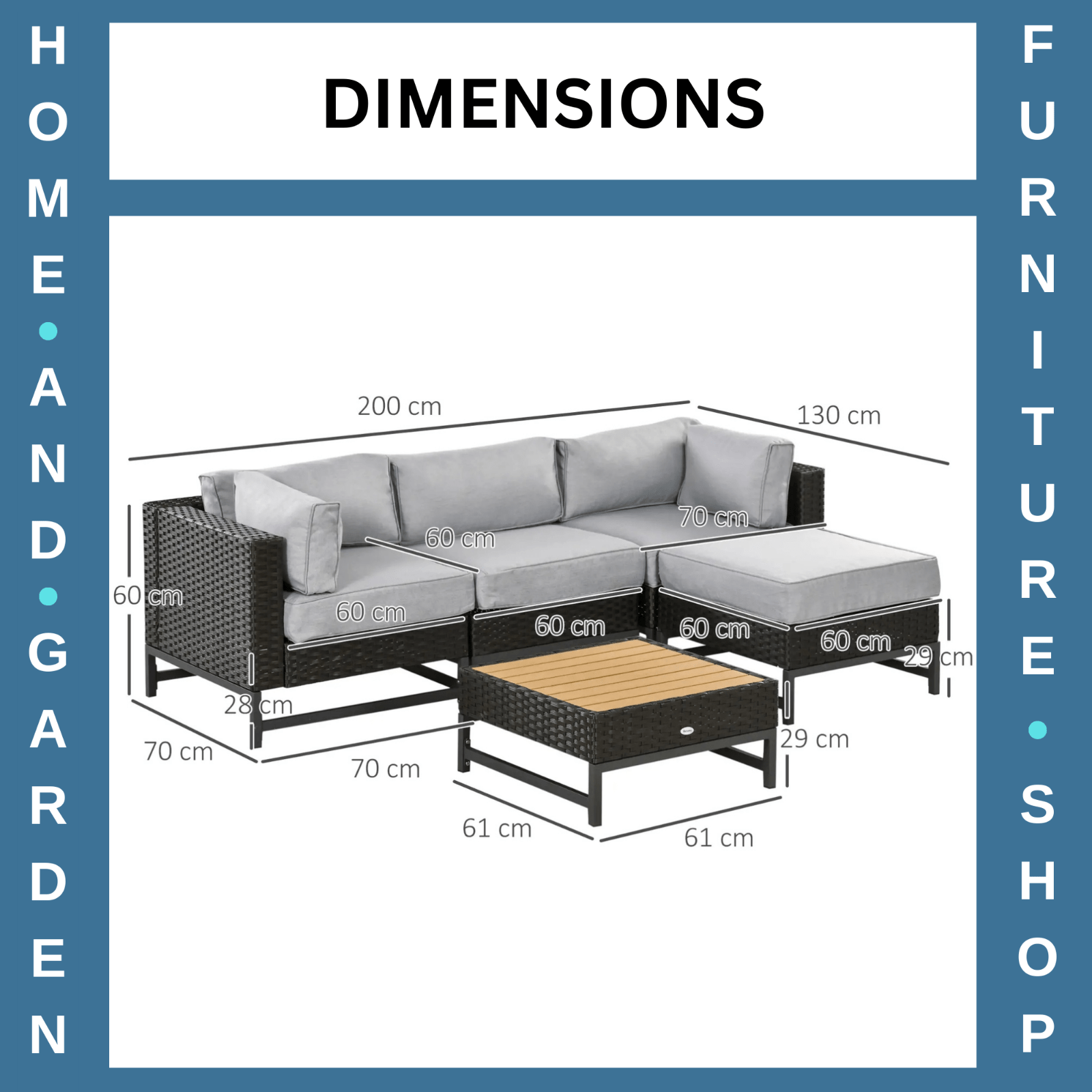 5pc Outdoor Rattan Corner Sofa Set Wicker Garden Patio Furniture with Cushions - Home and Garden Furniture Shop - rustic - furniture