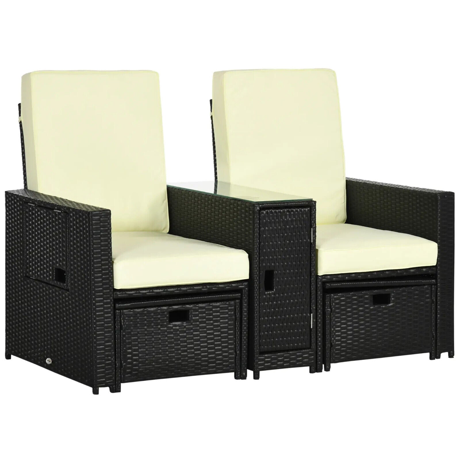 5pc Rattan Sun Lounger Outdoor Wicker Recliner Sofa Bed with Storage and Table - Home and Garden Furniture Shop - #rustic - furniture#