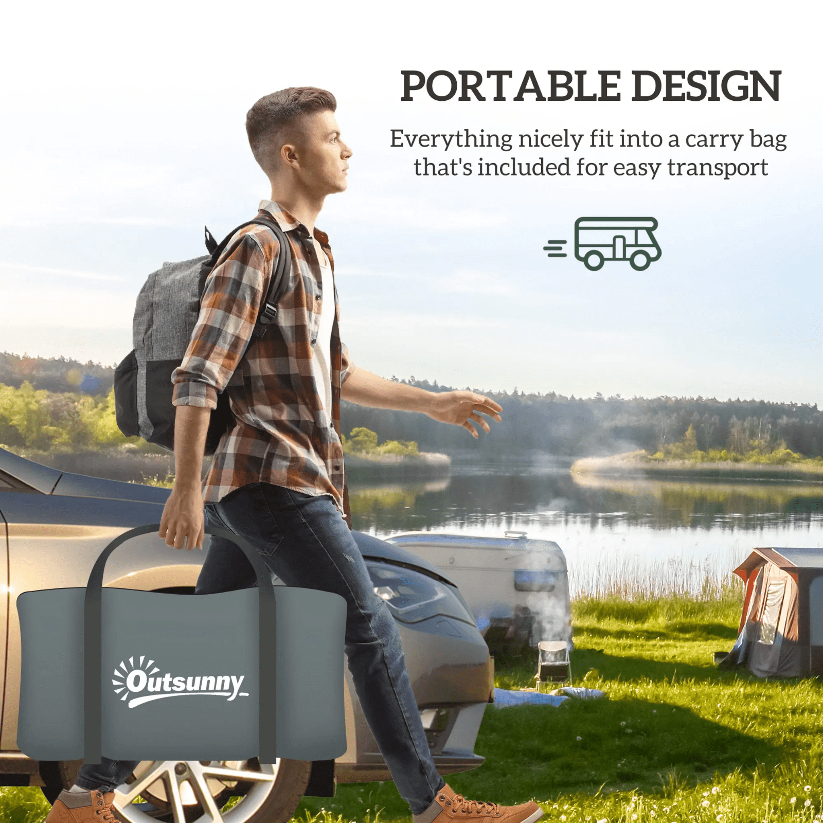 6 Man Camping Tent Mesh Windows Groundsheet Ventilation Orange Air Vents FOXDEN - Home and Garden Furniture Shop - rustic - furniture