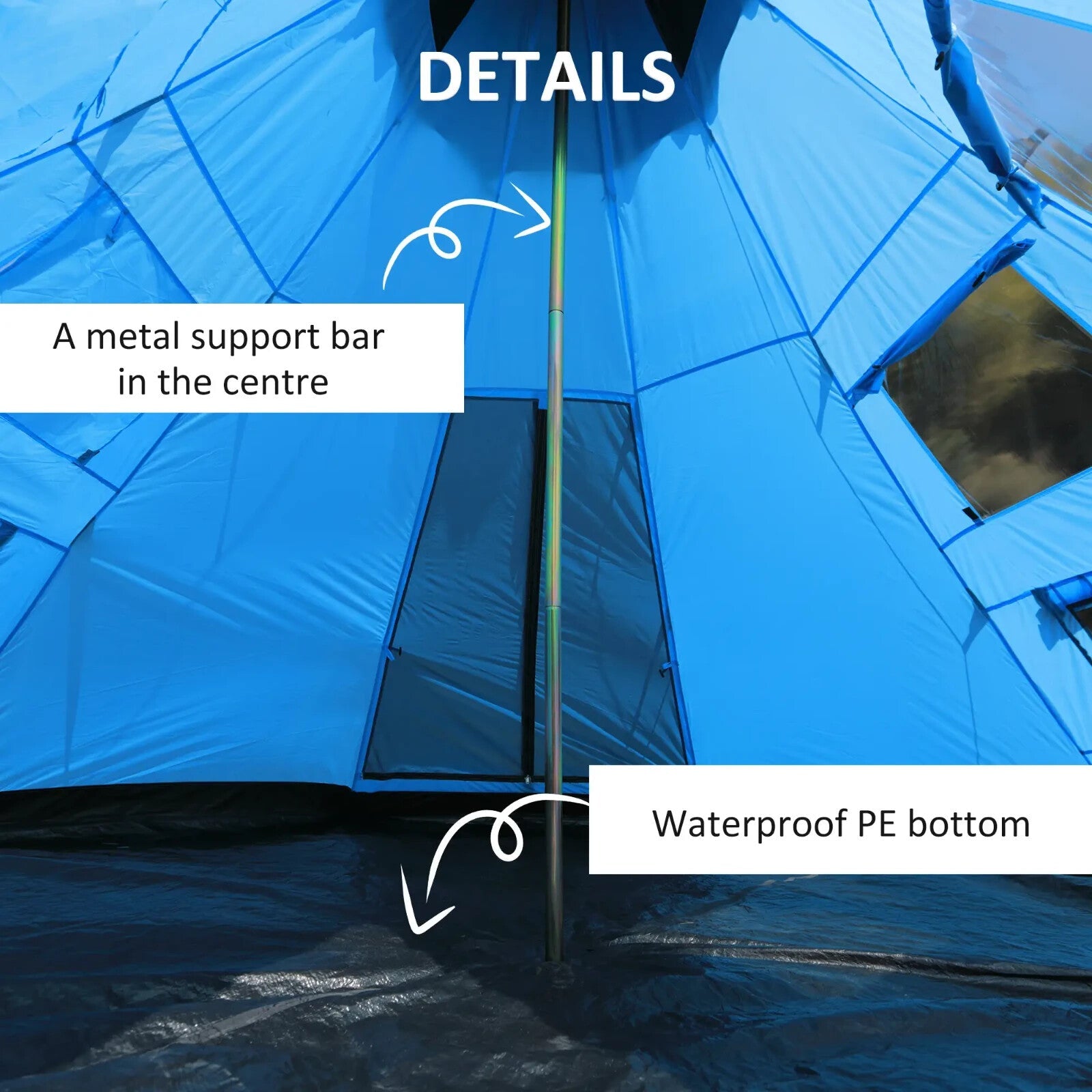 6 Man Tipi Camping Tent Teepee Family Shelter with Zipped Door Mesh Windows - Home and Garden Furniture Shop - rustic - furniture