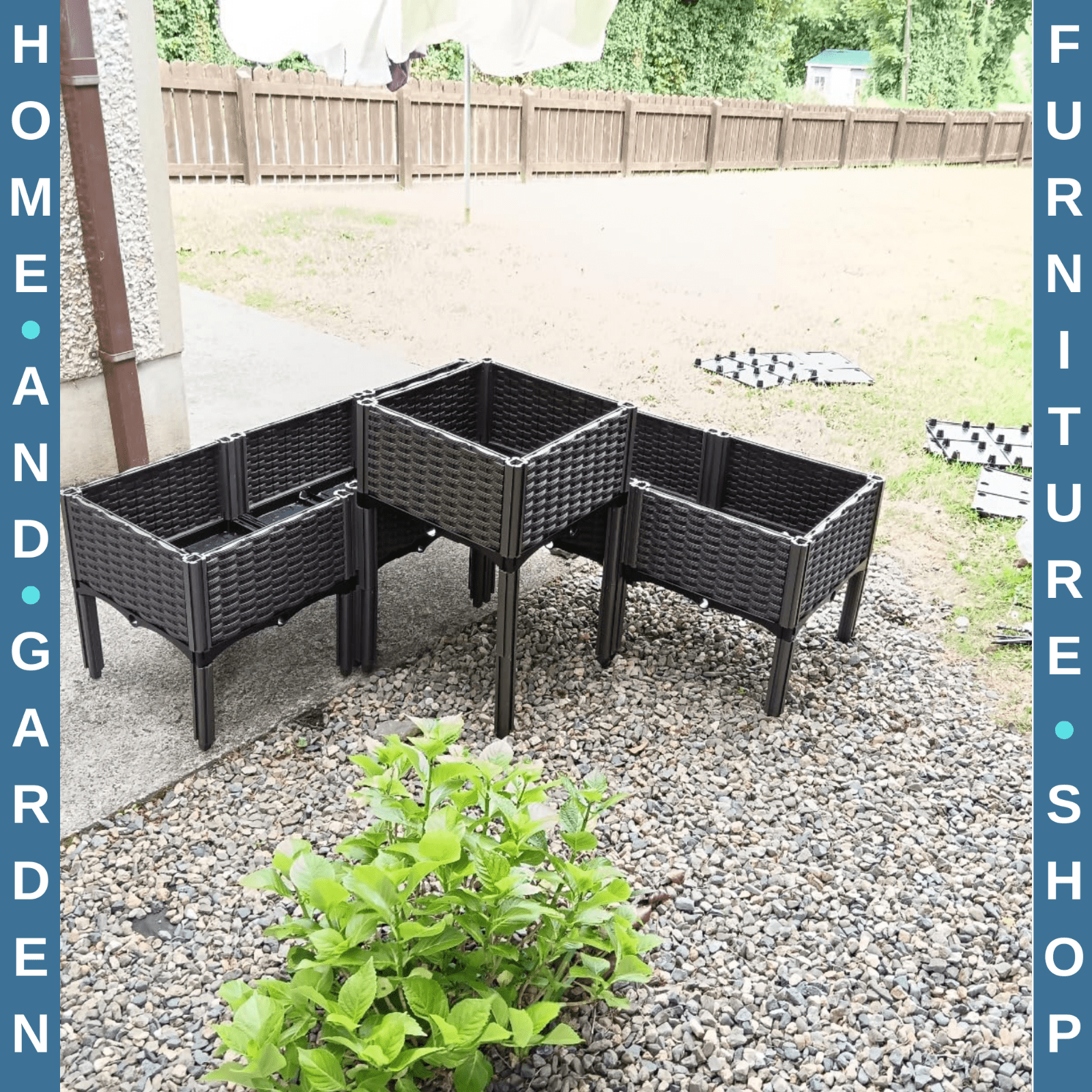 6 - Piece 26L Raised Planter Bed Modular Garden Grow Box Set for Outdoor Vegetable - Home and Garden Furniture Shop - rustic - furniture