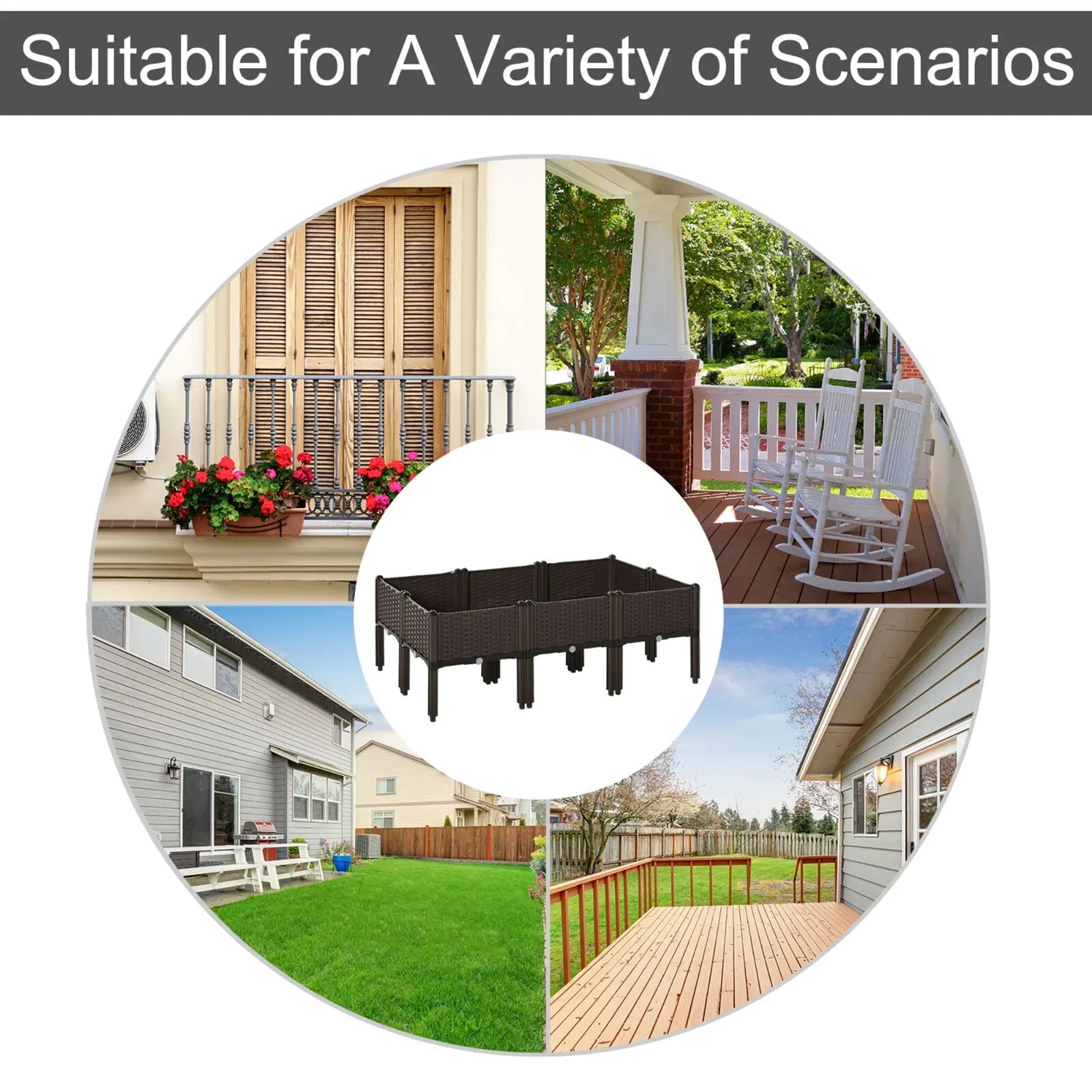 6 - Piece 26L Raised Planter Bed Modular Garden Grow Box Set for Outdoor Vegetable - Home and Garden Furniture Shop - rustic - furniture