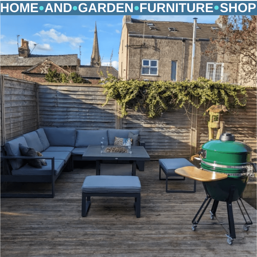 6 Piece Aluminium Garden Furniture Set with Corner Sofa Loveseat Footstool Table - Home and Garden Furniture Shop - rustic - furniture