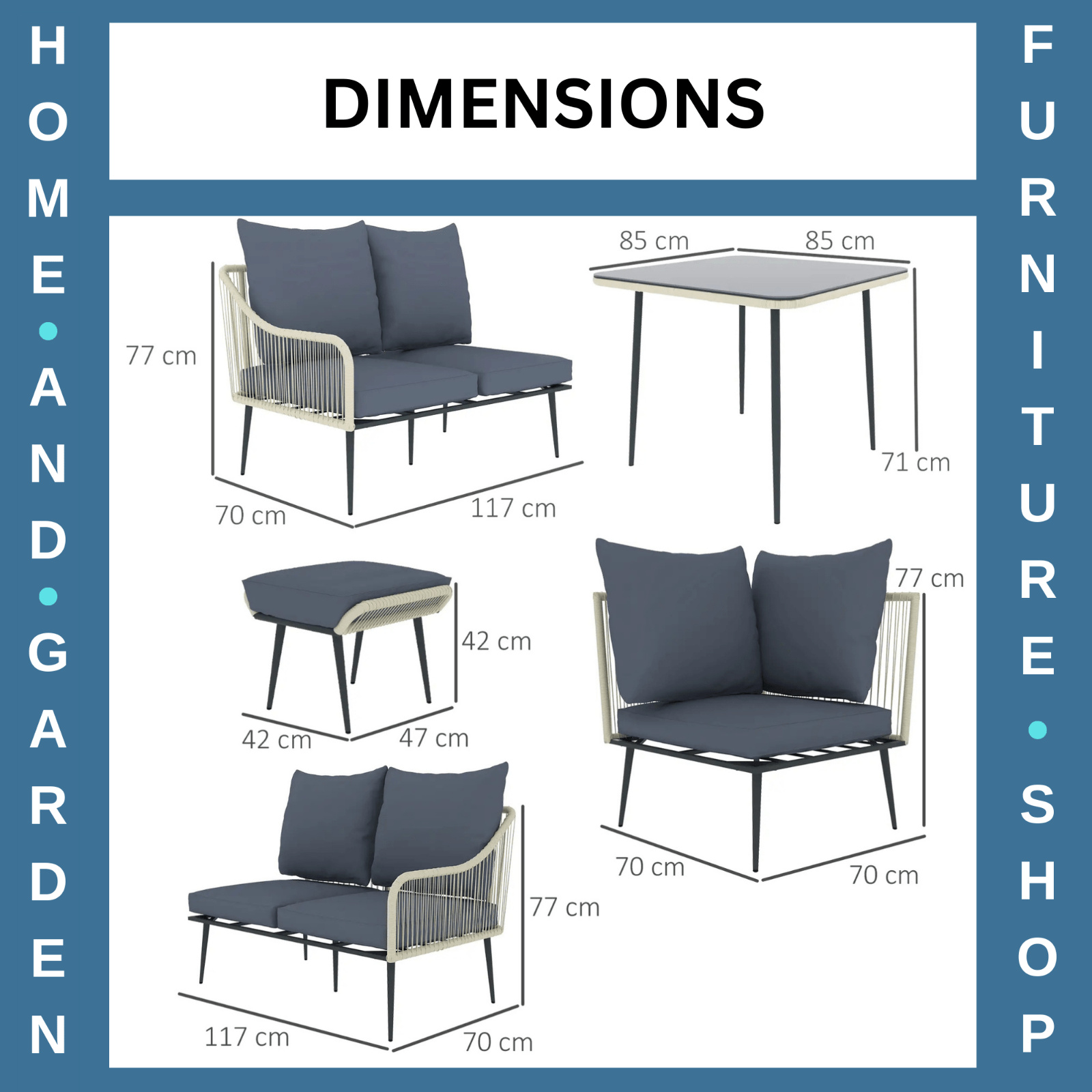 6 Piece Garden Furniture Set Corner Sofa Outdoor Patio Set with Thick Cushions - Home and Garden Furniture Shop - rustic - furniture