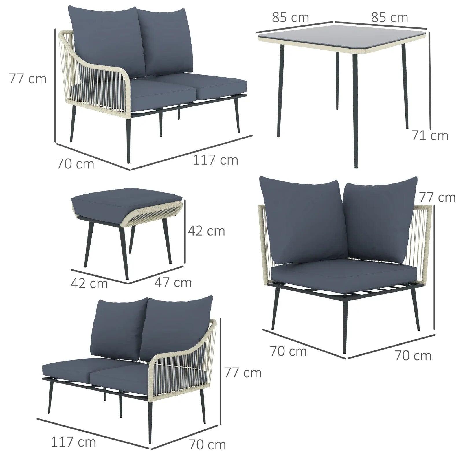 6 Piece Garden Furniture Set Corner Sofa Outdoor Patio Set with Thick Cushions - Home and Garden Furniture Shop - rustic - furniture