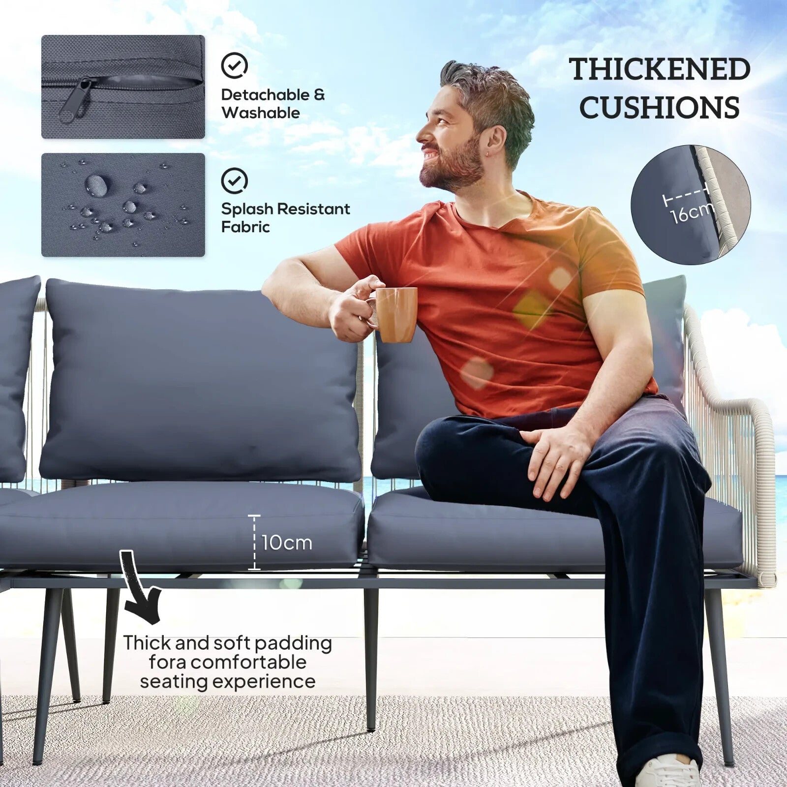 6 Piece Garden Furniture Set Corner Sofa Outdoor Patio Set with Thick Cushions - Home and Garden Furniture Shop - rustic - furniture