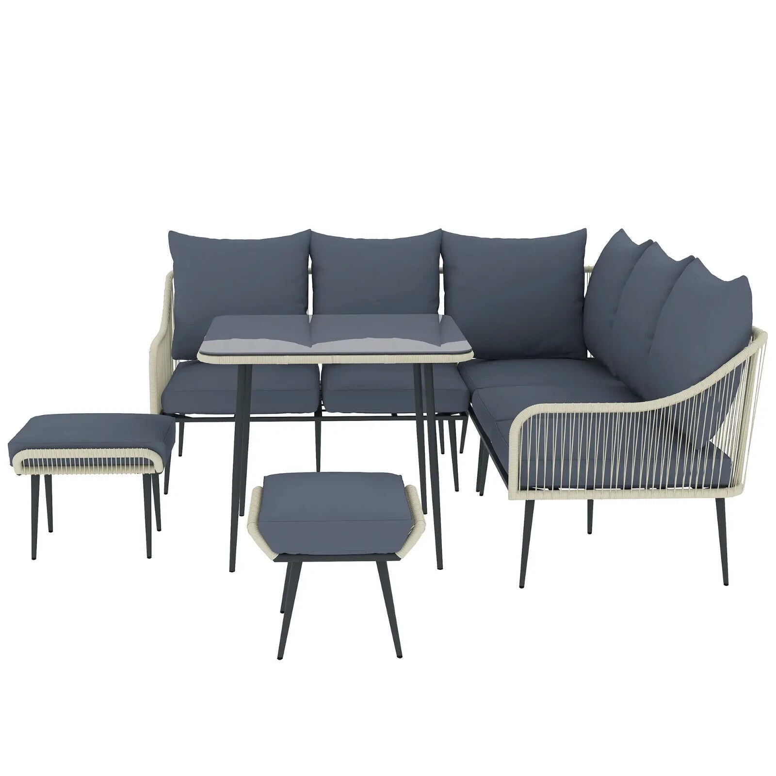 6 Piece Garden Furniture Set Corner Sofa Outdoor Patio Set with Thick Cushions - Home and Garden Furniture Shop - #rustic - furniture#