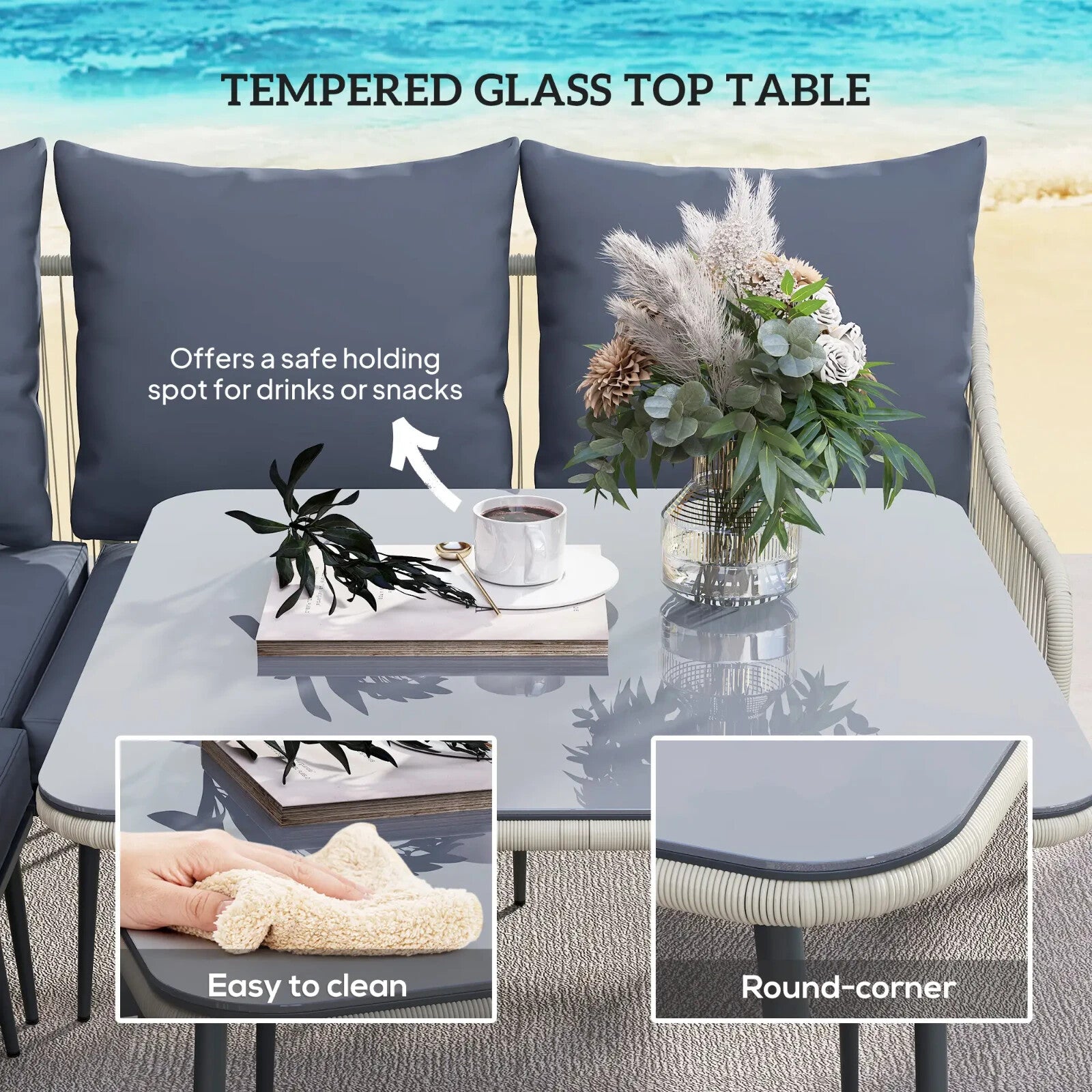 6 Piece Garden Furniture Set Corner Sofa Outdoor Patio Set with Thick Cushions - Home and Garden Furniture Shop - rustic - furniture