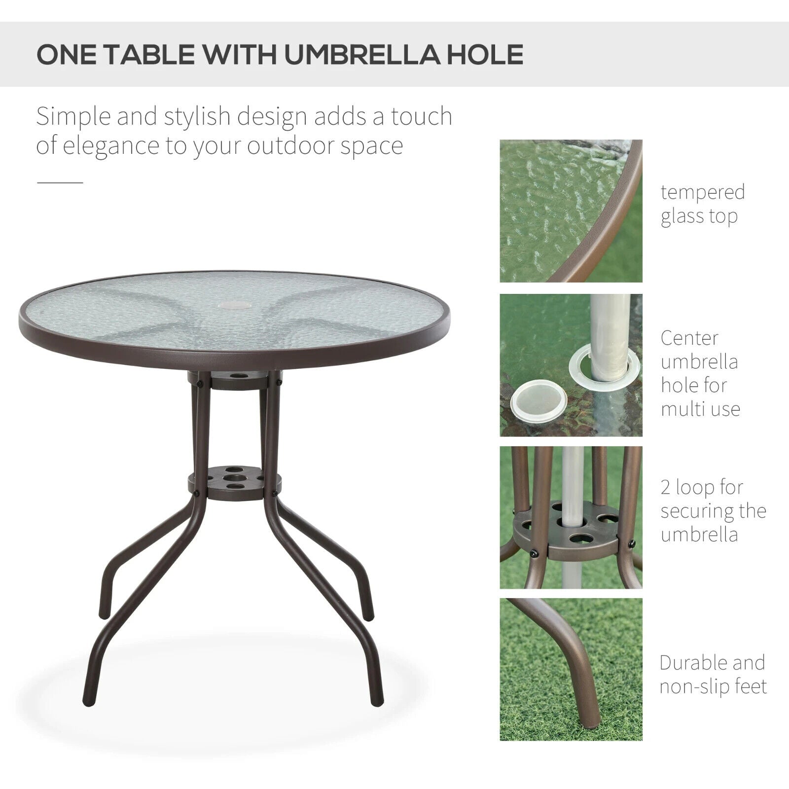 6 Piece Garden Furniture Set Folding Chairs Table and Parasol for Patio Cream - Home and Garden Furniture Shop - #rustic - furniture#