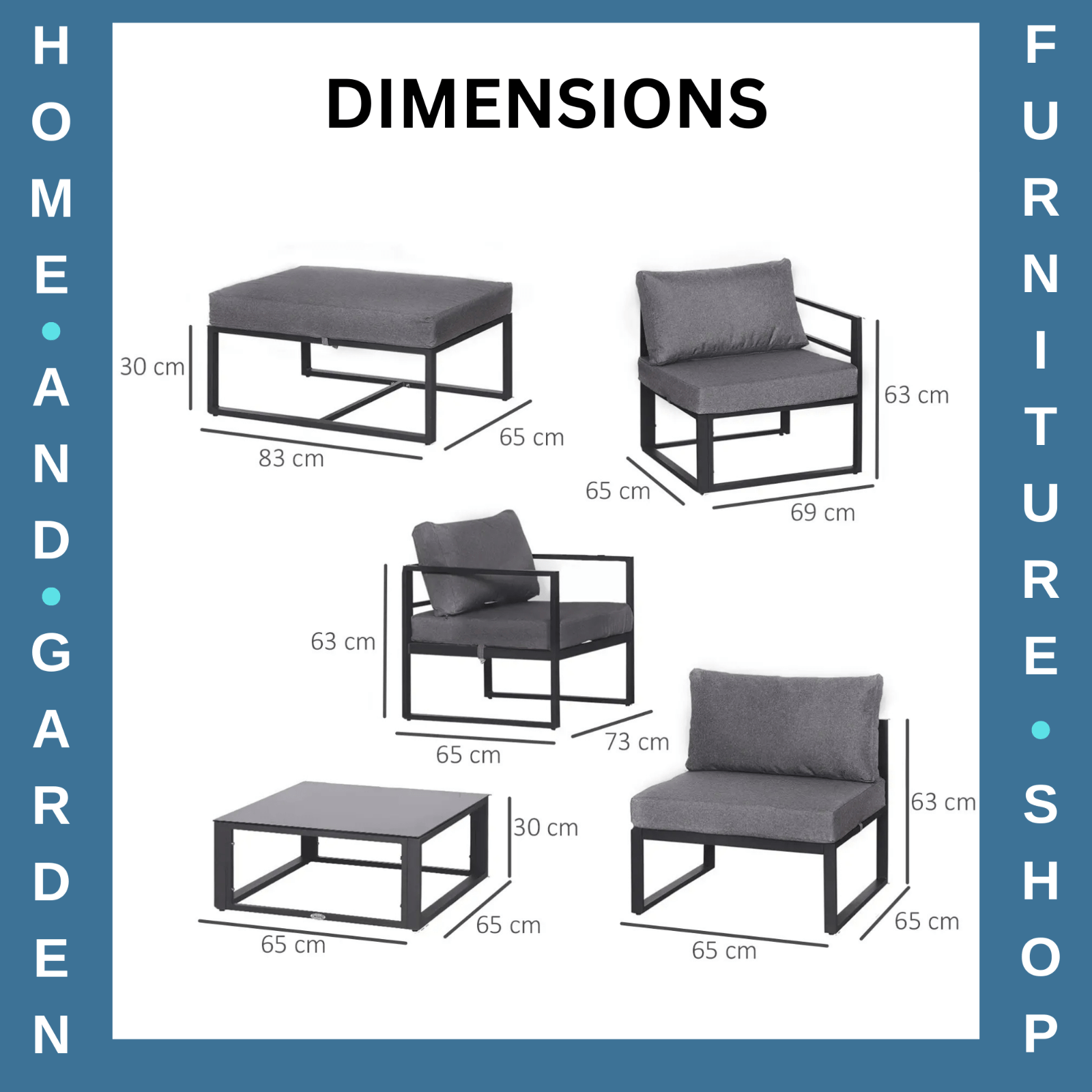 6 - Piece Garden Sectional Sofa Set w/ Aluminium Frame, Coffee Table, & Footstool - Home and Garden Furniture Shop - rustic - furniture