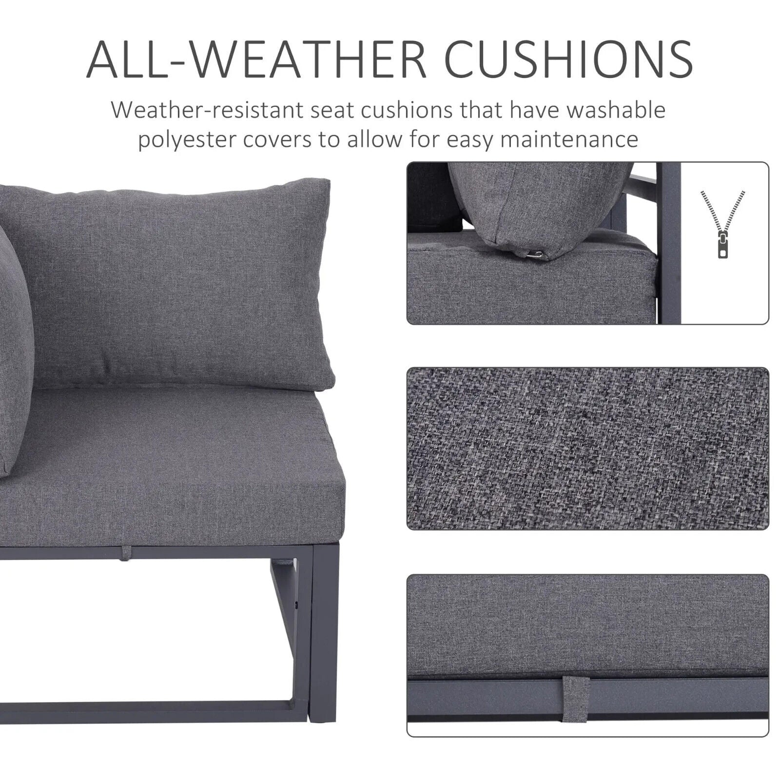 6 Piece Garden Sectional Sofa Set w/ Aluminium Frame & Cushion Outdoor Furniture - Home and Garden Furniture Shop - #rustic - furniture#