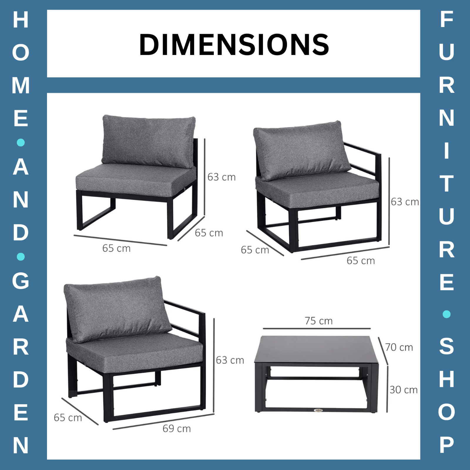6 Piece Garden Sectional Sofa Set w/ Aluminium Frame & Cushion Outdoor Furniture - Home and Garden Furniture Shop - #rustic - furniture#