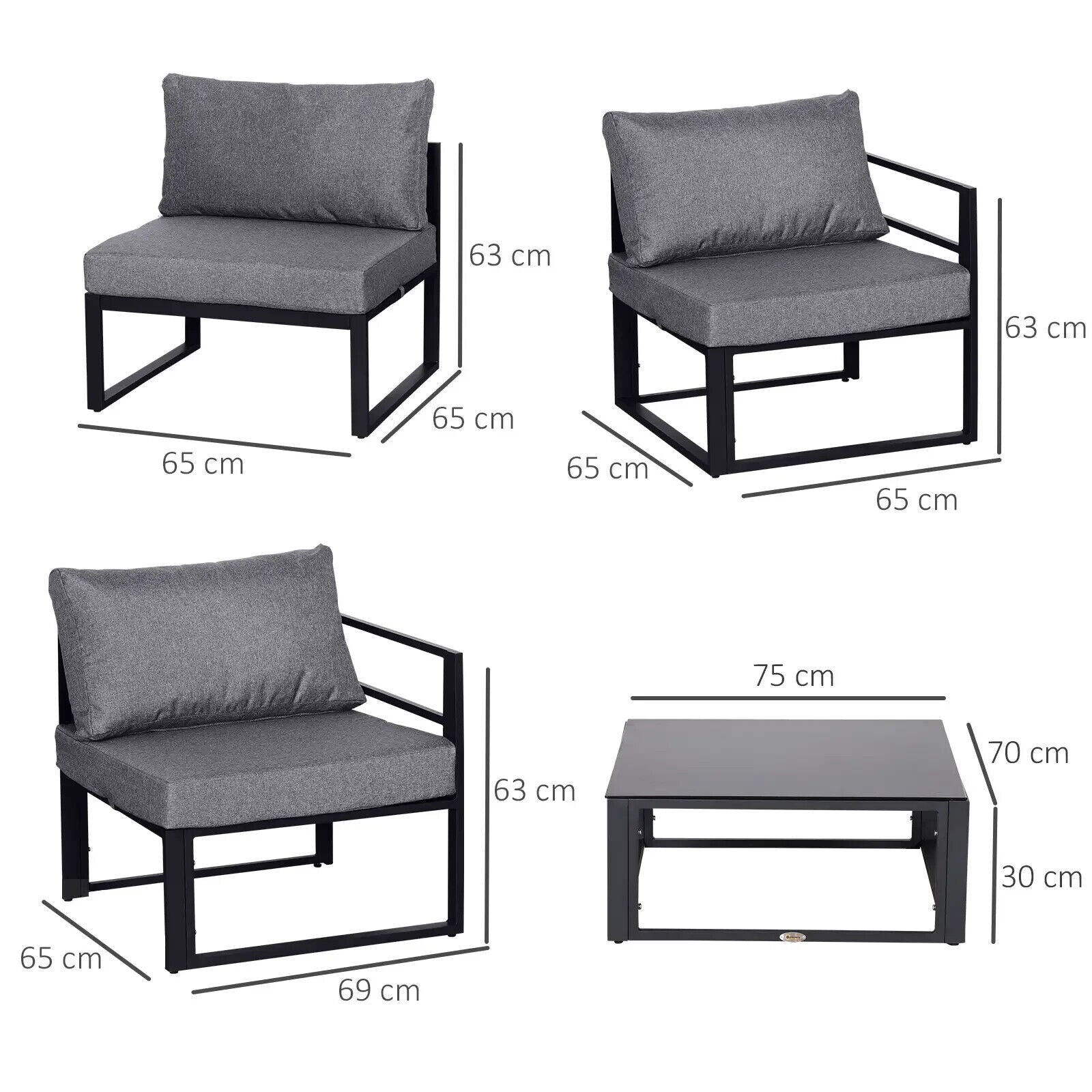 6 Piece Garden Sectional Sofa Set w/ Aluminium Frame & Cushion Outdoor Furniture - Home and Garden Furniture Shop - #rustic - furniture#