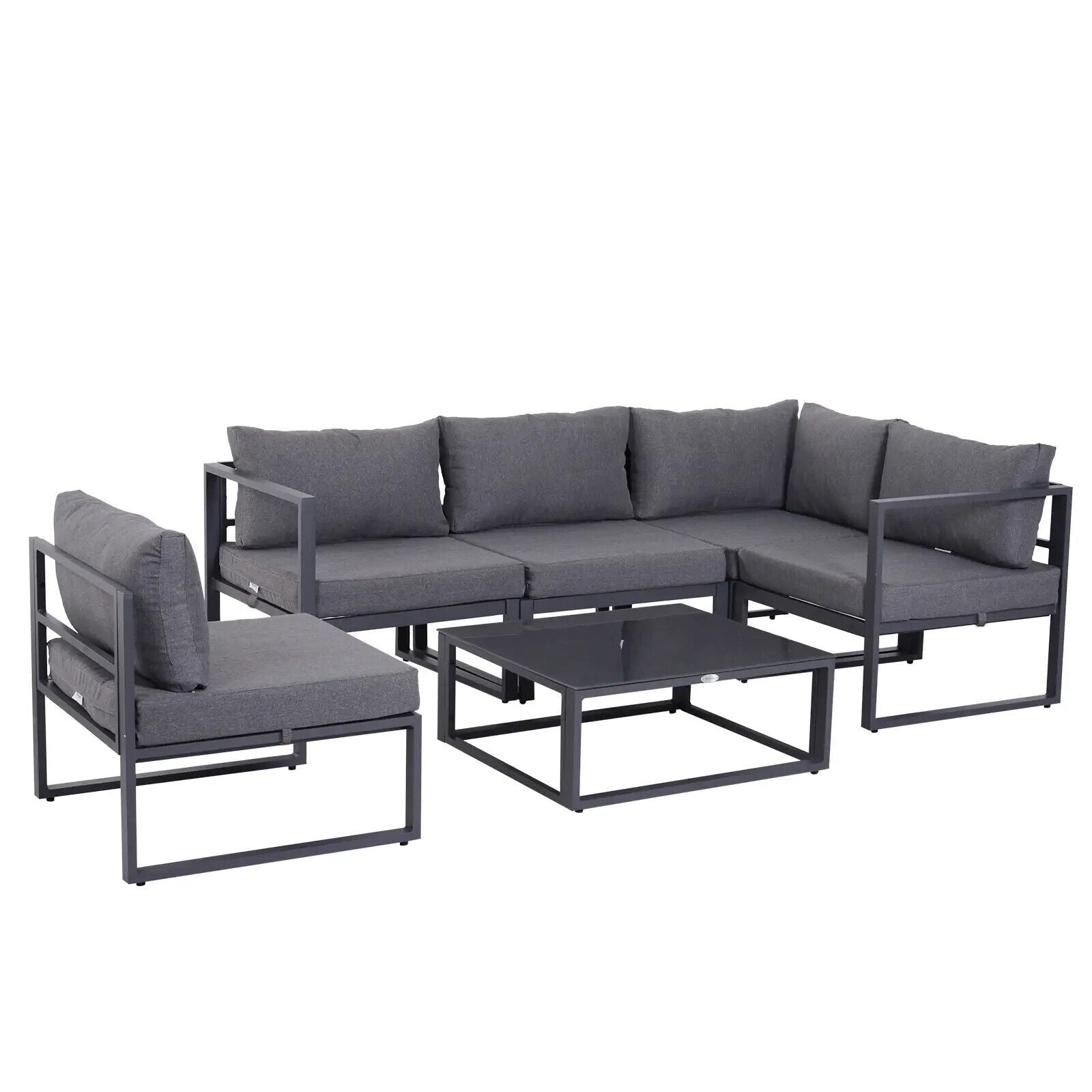 6 Piece Garden Sectional Sofa Set w/ Aluminium Frame & Cushion Outdoor Furniture - Home and Garden Furniture Shop - #rustic - furniture#