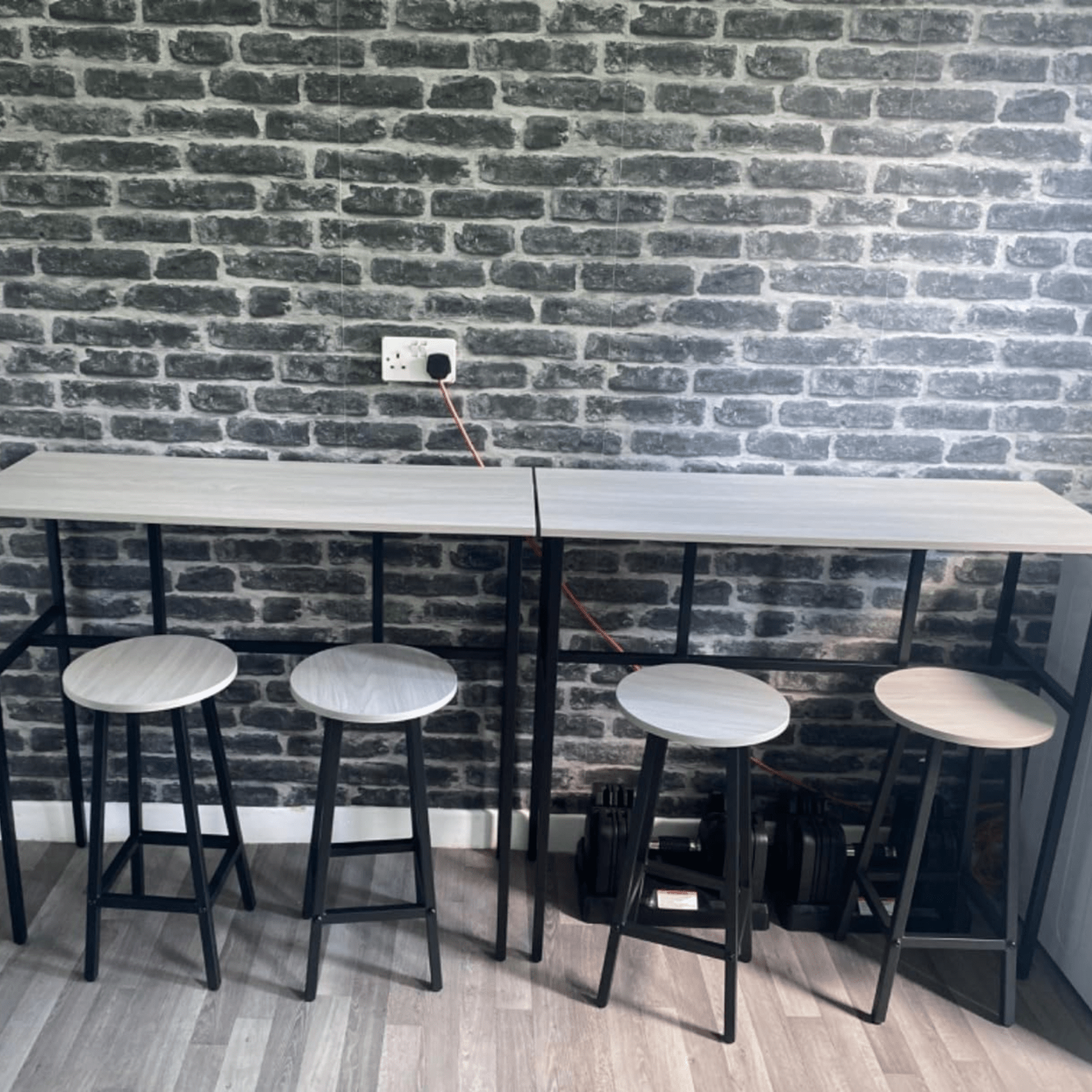 6 Piece Industrial Bar Table Set 2 Kitchen Breakfast Table 4 Stools Grey Compact - Home and Garden Furniture Shop - rustic - furniture