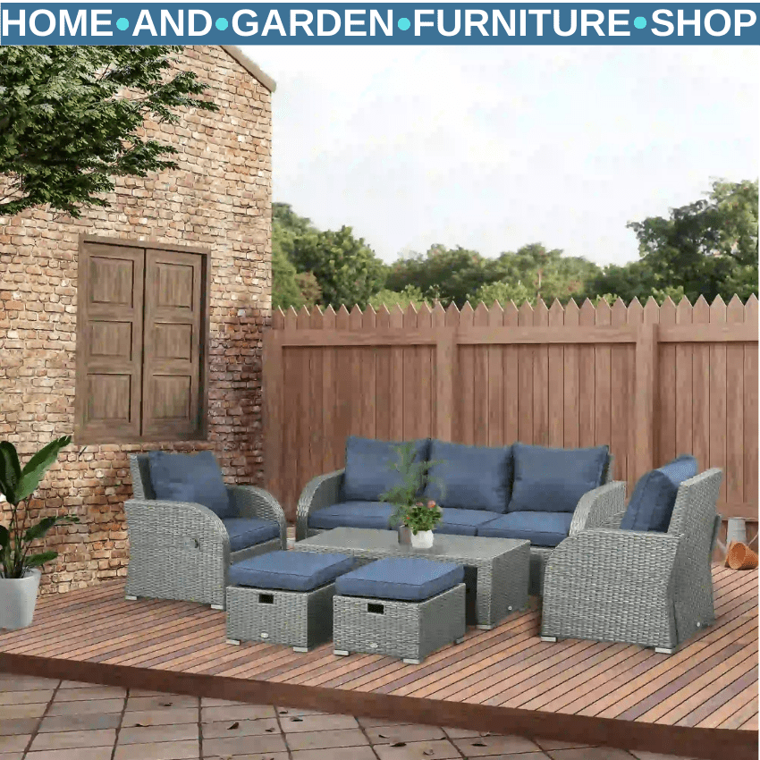 6 Piece Outdoor Rattan Furniture Set with Sofas Table & Footstools Garden Lounge - Home and Garden Furniture Shop - rustic - furniture