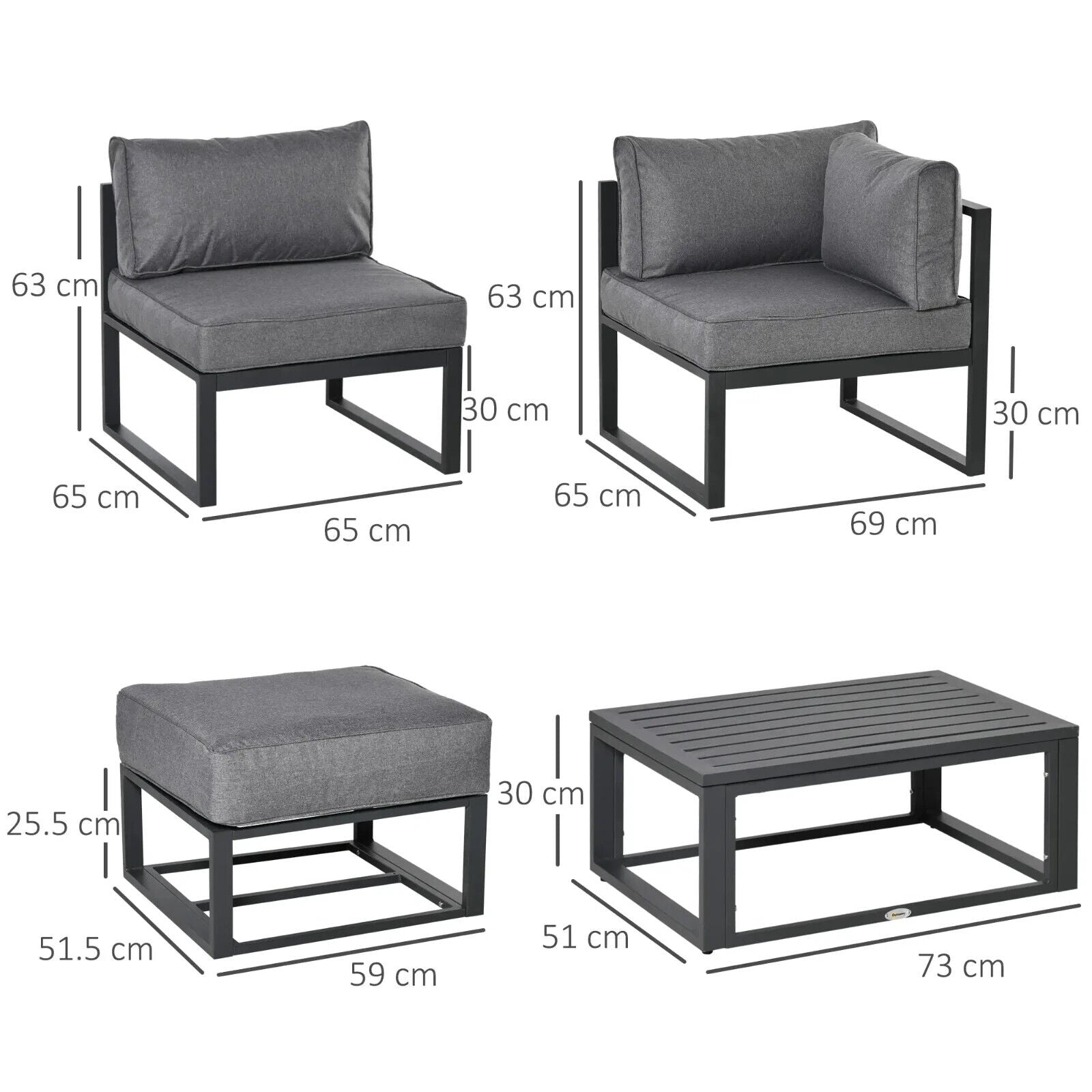6 Piece Outdoor Sectional Sofa Set Aluminium Daybed with Coffee Table Footstool - Home and Garden Furniture Shop - #rustic - furniture#
