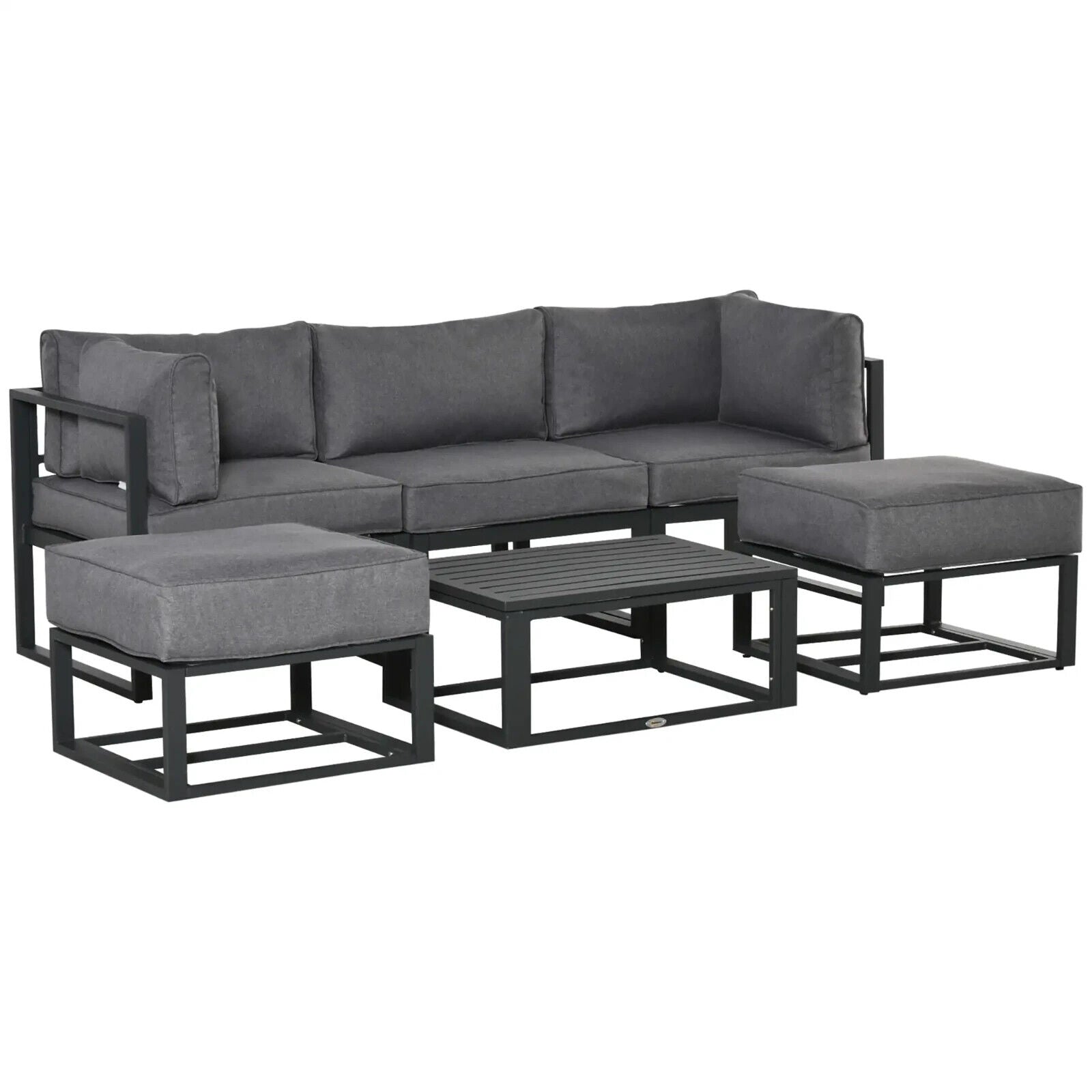 6 Piece Outdoor Sectional Sofa Set Aluminium Daybed with Coffee Table Footstool - Home and Garden Furniture Shop - #rustic - furniture#