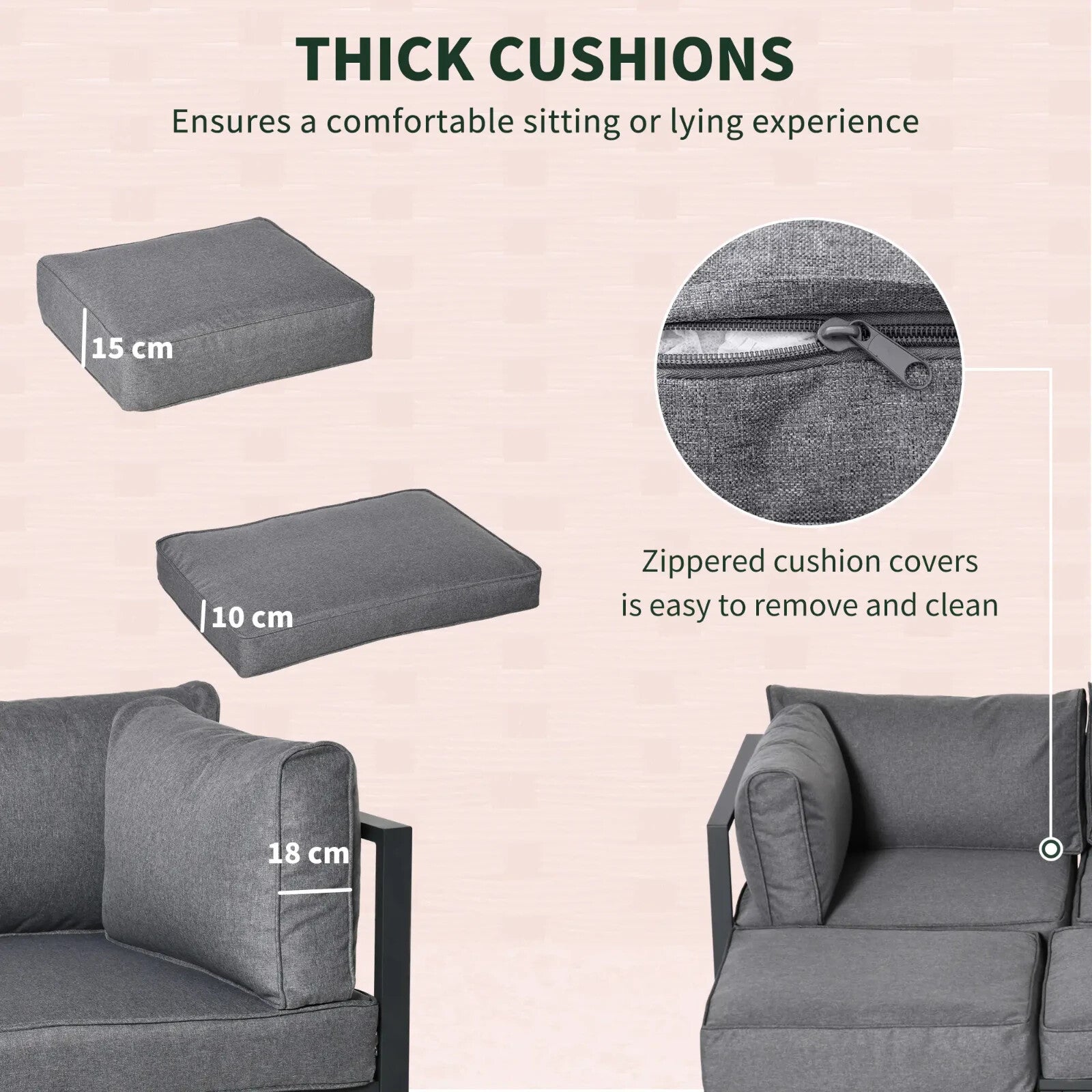 6 Piece Outdoor Sectional Sofa Set Aluminium Daybed with Coffee Table Footstool - Home and Garden Furniture Shop - rustic - furniture