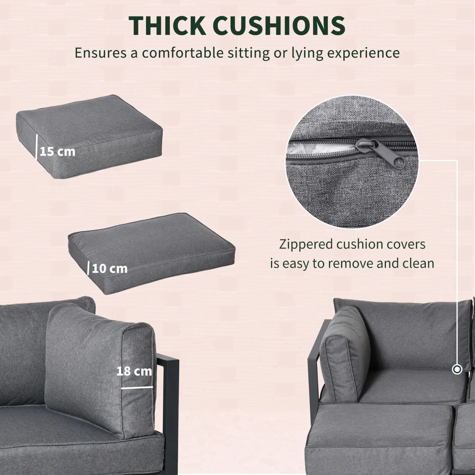 6 Piece Outdoor Sectional Sofa Set Aluminium Daybed with Coffee Table Footstool - Home and Garden Furniture Shop - #rustic - furniture#