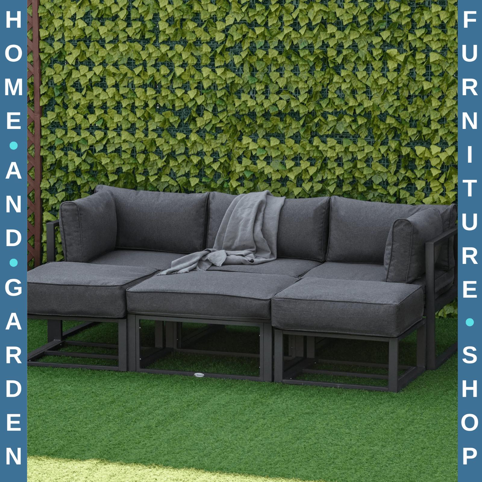 6 Piece Outdoor Sectional Sofa Set Aluminium Daybed with Coffee Table Footstool - Home and Garden Furniture Shop - rustic - furniture