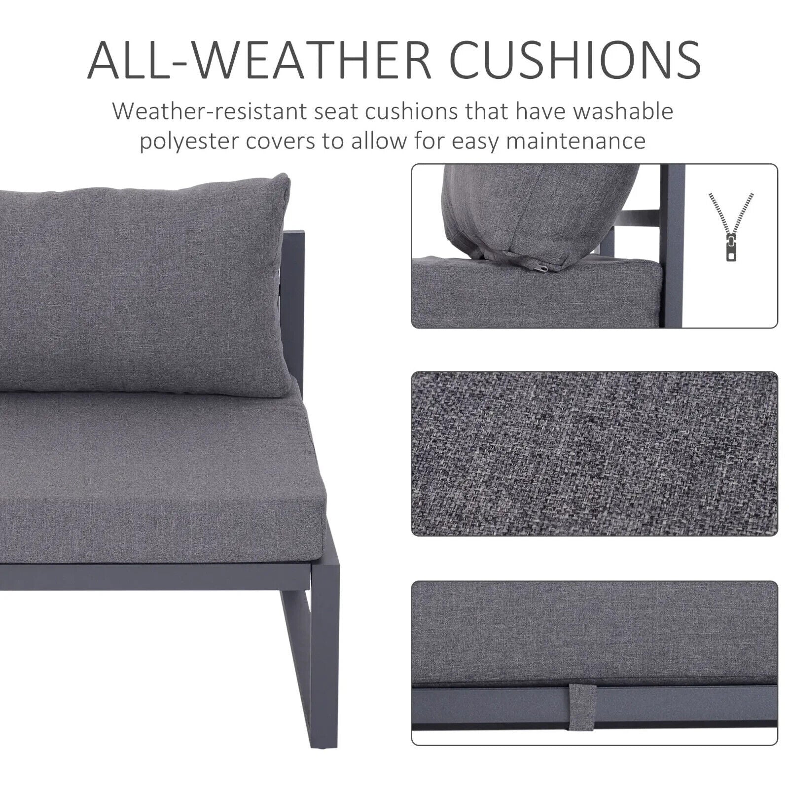 6 Piece Outdoor Sectional Sofa Set Aluminium Frame Cushions Tempered Glass Table - Home and Garden Furniture Shop - #rustic - furniture#