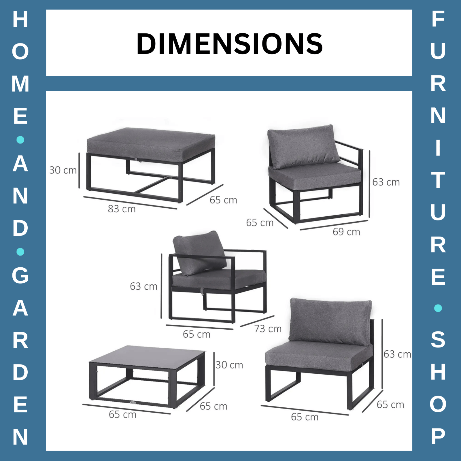 6 Piece Outdoor Sectional Sofa Set Aluminium Frame Cushions Tempered Glass Table - Home and Garden Furniture Shop - #rustic - furniture#