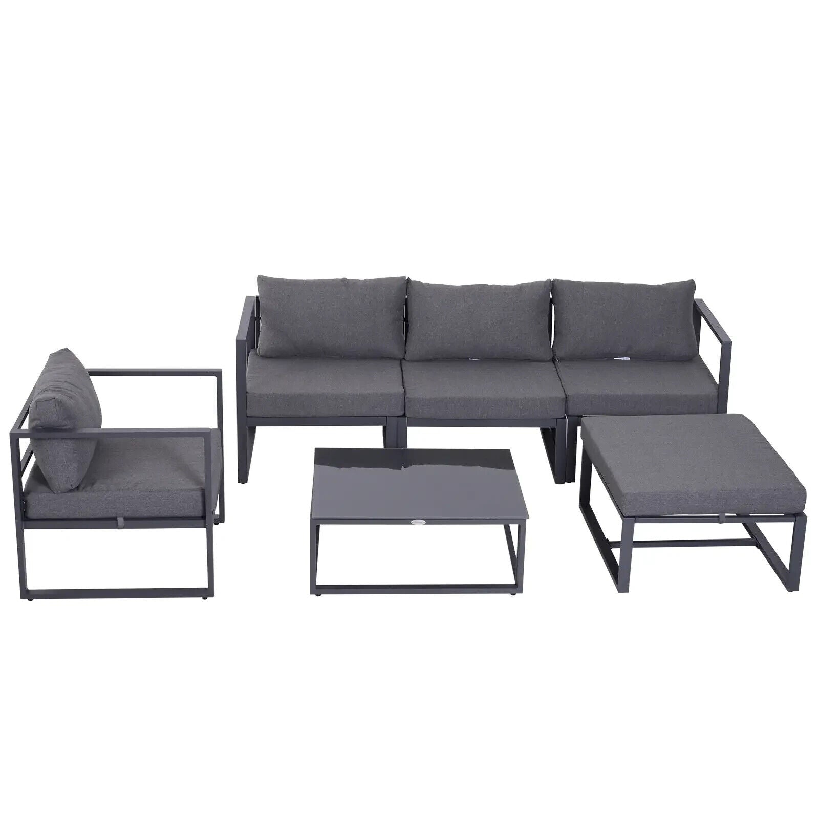 6 Piece Outdoor Sectional Sofa Set Aluminium Frame Cushions Tempered Glass Table - Home and Garden Furniture Shop - #rustic - furniture#