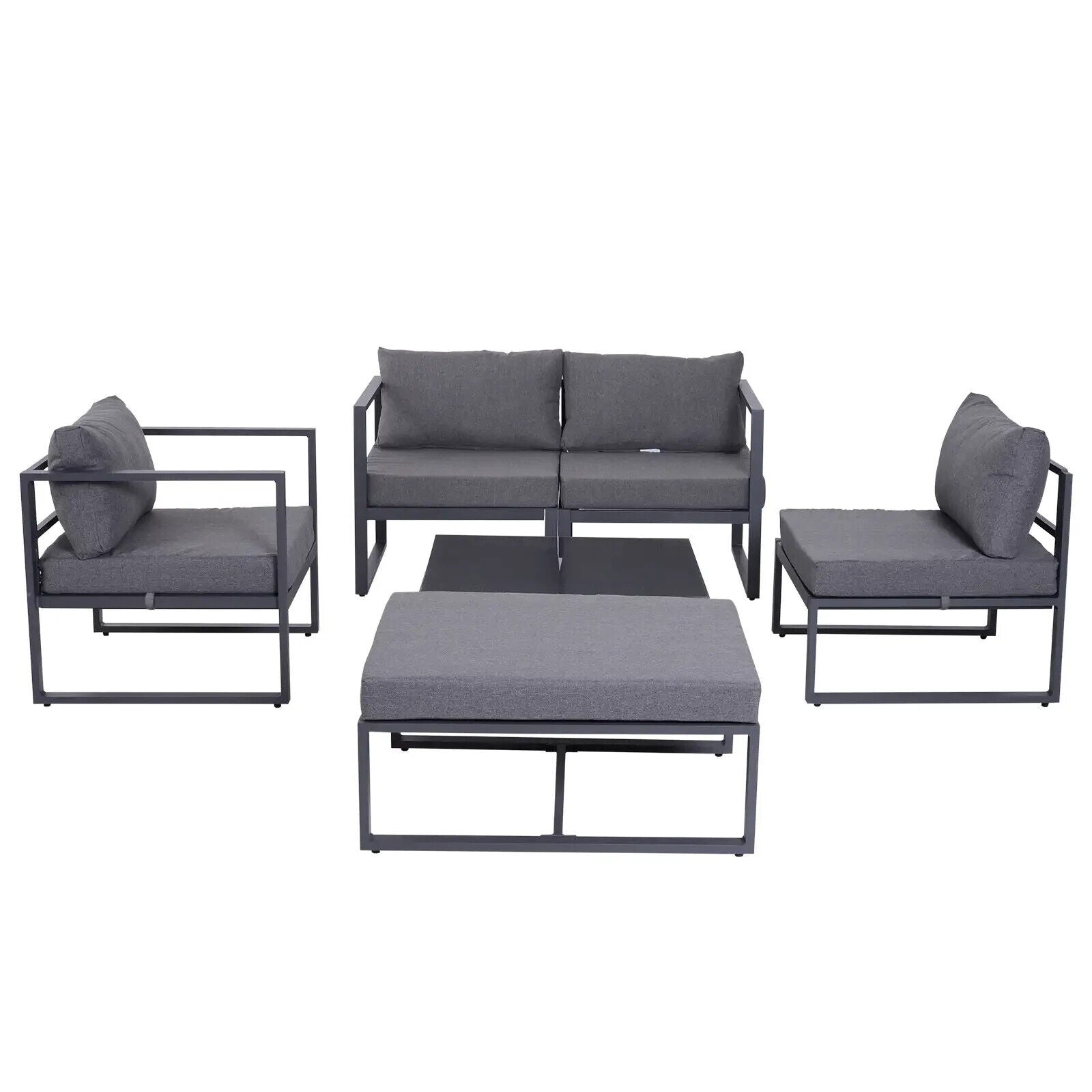 6 Piece Outdoor Sectional Sofa Set Aluminium Frame Cushions Tempered Glass Table - Home and Garden Furniture Shop - #rustic - furniture#