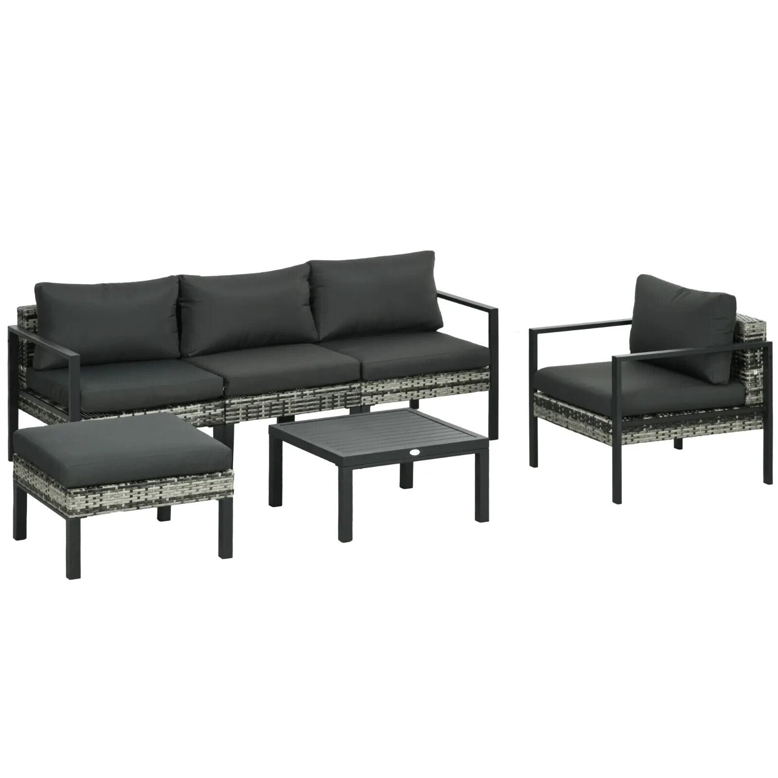 6 Piece Patio Furniture Set with Sofa Armchair Stool Metal Table Charcoal Grey - Home and Garden Furniture Shop - #rustic - furniture#
