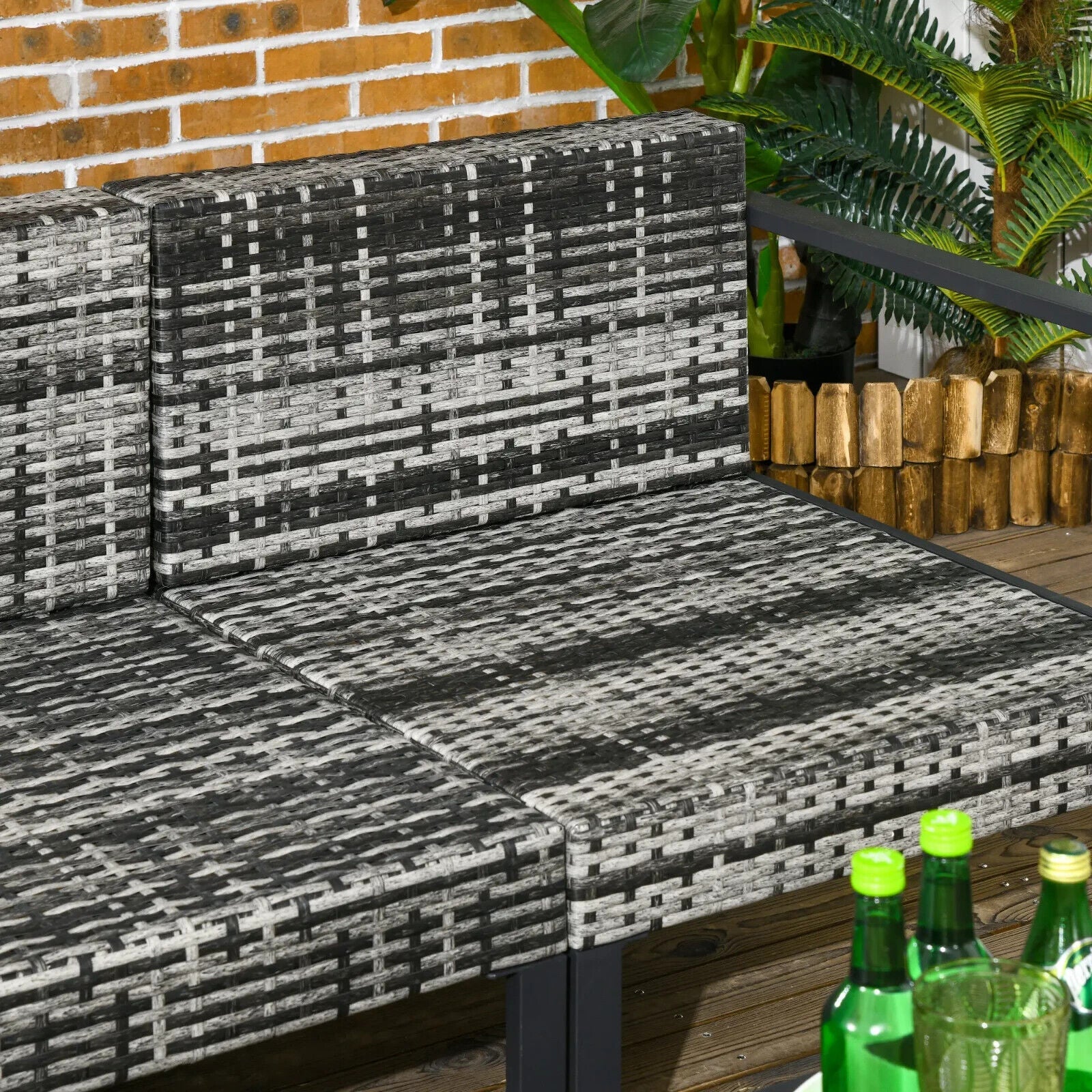 6 Piece Patio Furniture Set with Sofa Armchair Stool Metal Table Charcoal Grey - Home and Garden Furniture Shop - #rustic - furniture#