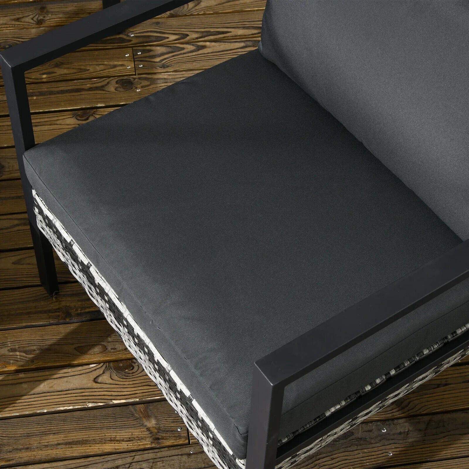 6 Piece Patio Furniture Set with Sofa Armchair Stool Metal Table Charcoal Grey - Home and Garden Furniture Shop - #rustic - furniture#