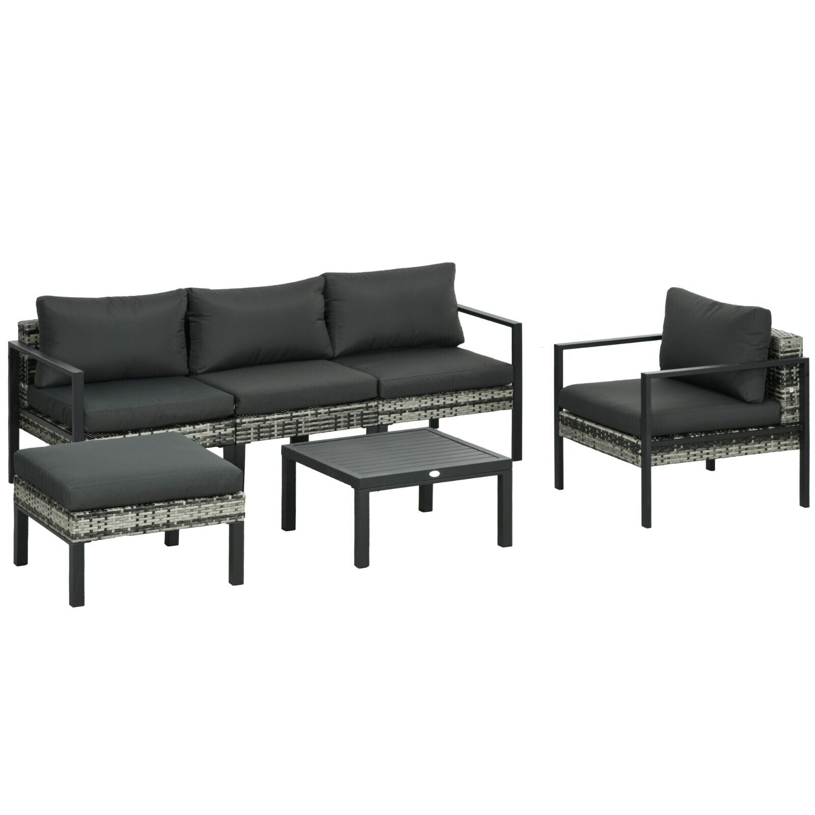 6 Piece Patio Furniture Set with Sofa Armchair Stool Metal Table Charcoal Grey - Home and Garden Furniture Shop - #rustic - furniture#