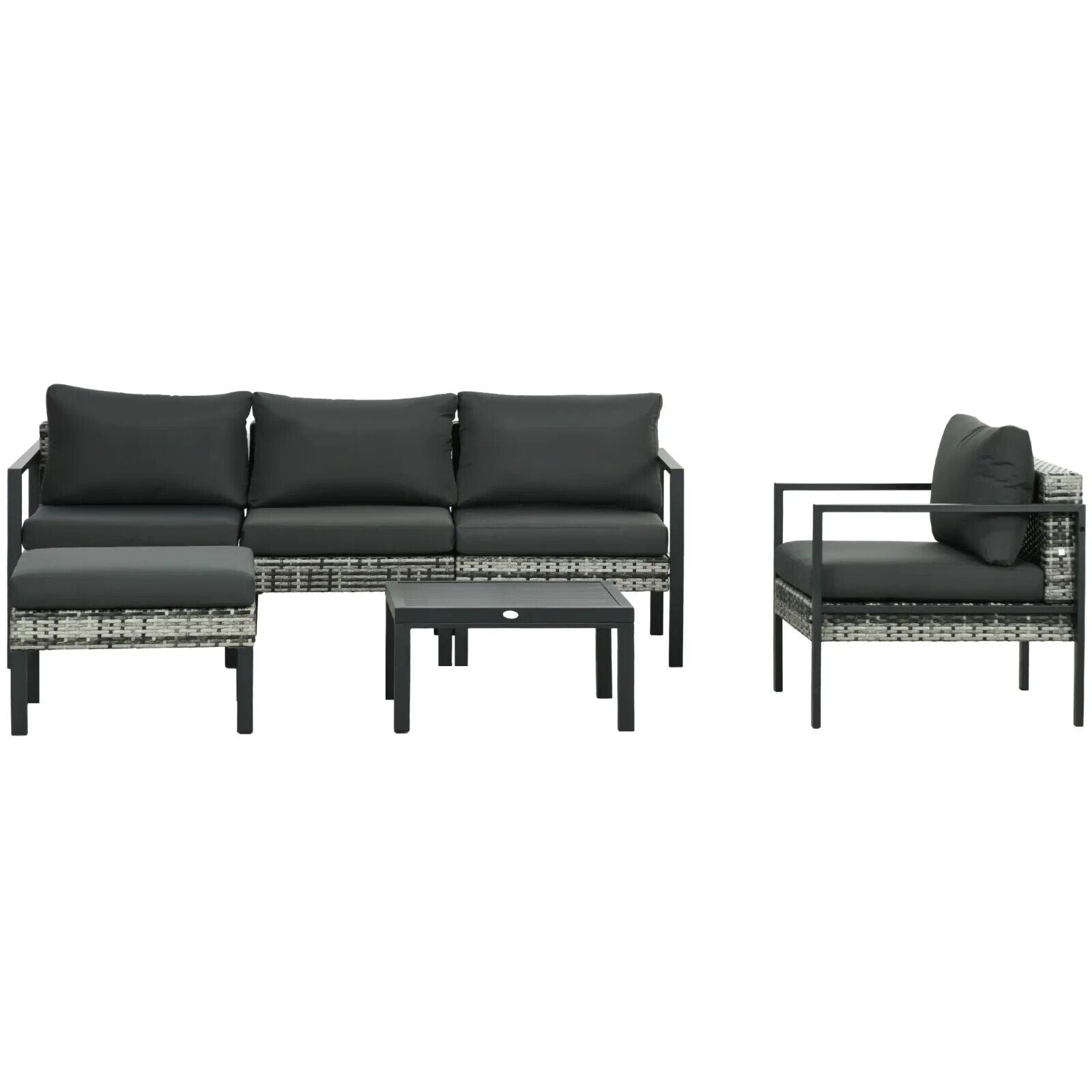 6 Piece Patio Furniture Set with Sofa Armchair Stool Metal Table Charcoal Grey - Home and Garden Furniture Shop - #rustic - furniture#
