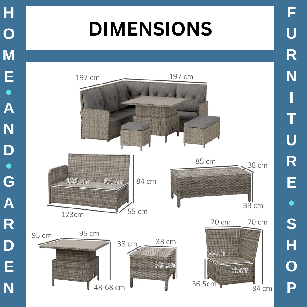 6 Piece PE Rattan Garden Furniture Set w/Corner Sofa Sectional & Cushion Outdoor - Home and Garden Furniture Shop - #rustic - furniture#