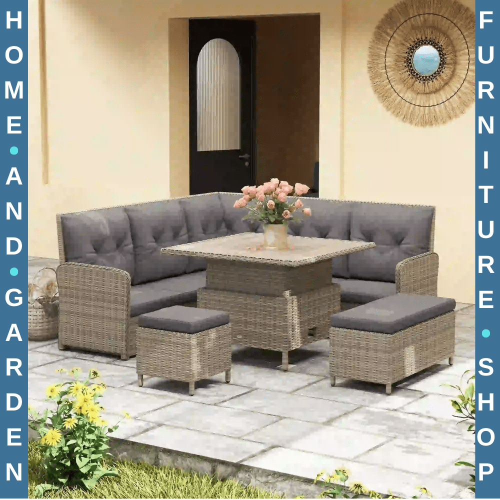 6 Piece PE Rattan Garden Furniture Set w/Corner Sofa Sectional & Cushion Outdoor - Home and Garden Furniture Shop - #rustic - furniture#