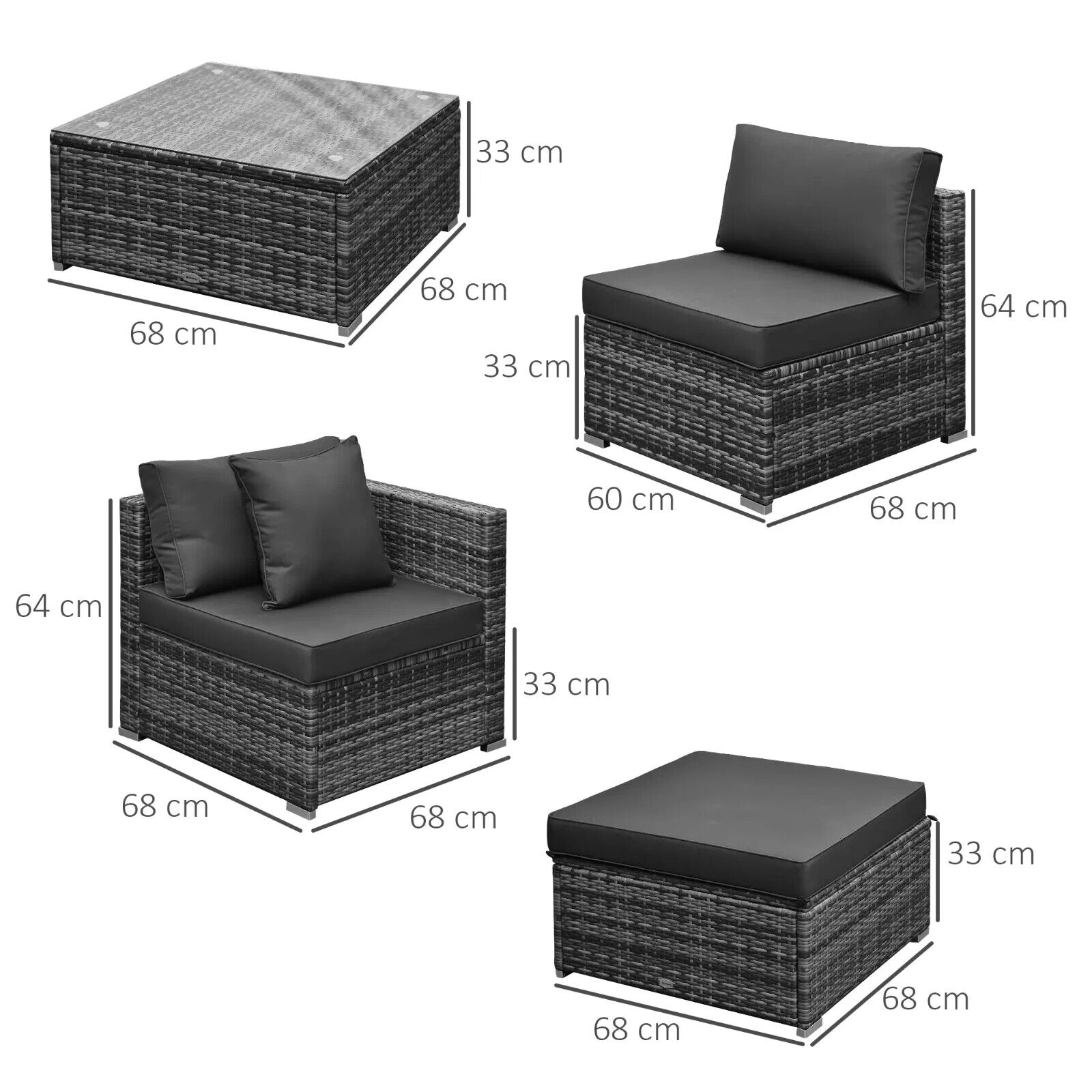 6 Piece Rattan Garden Furniture Set Aluminium Frame Sofa Chairs and Table - Home and Garden Furniture Shop - #rustic - furniture#