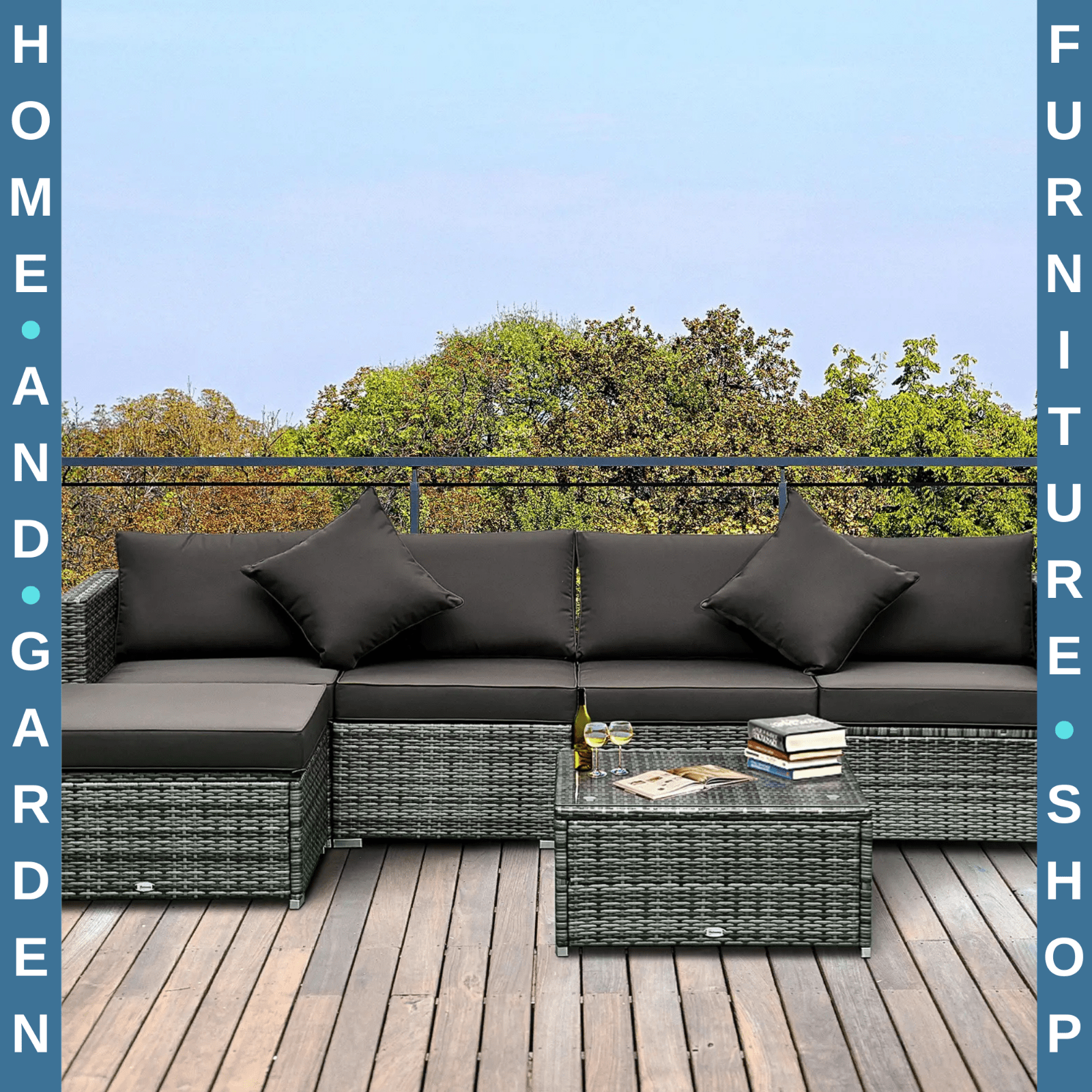 6 Piece Rattan Garden Furniture Set Aluminium Frame Sofa Chairs and Table - Home and Garden Furniture Shop - rustic - furniture