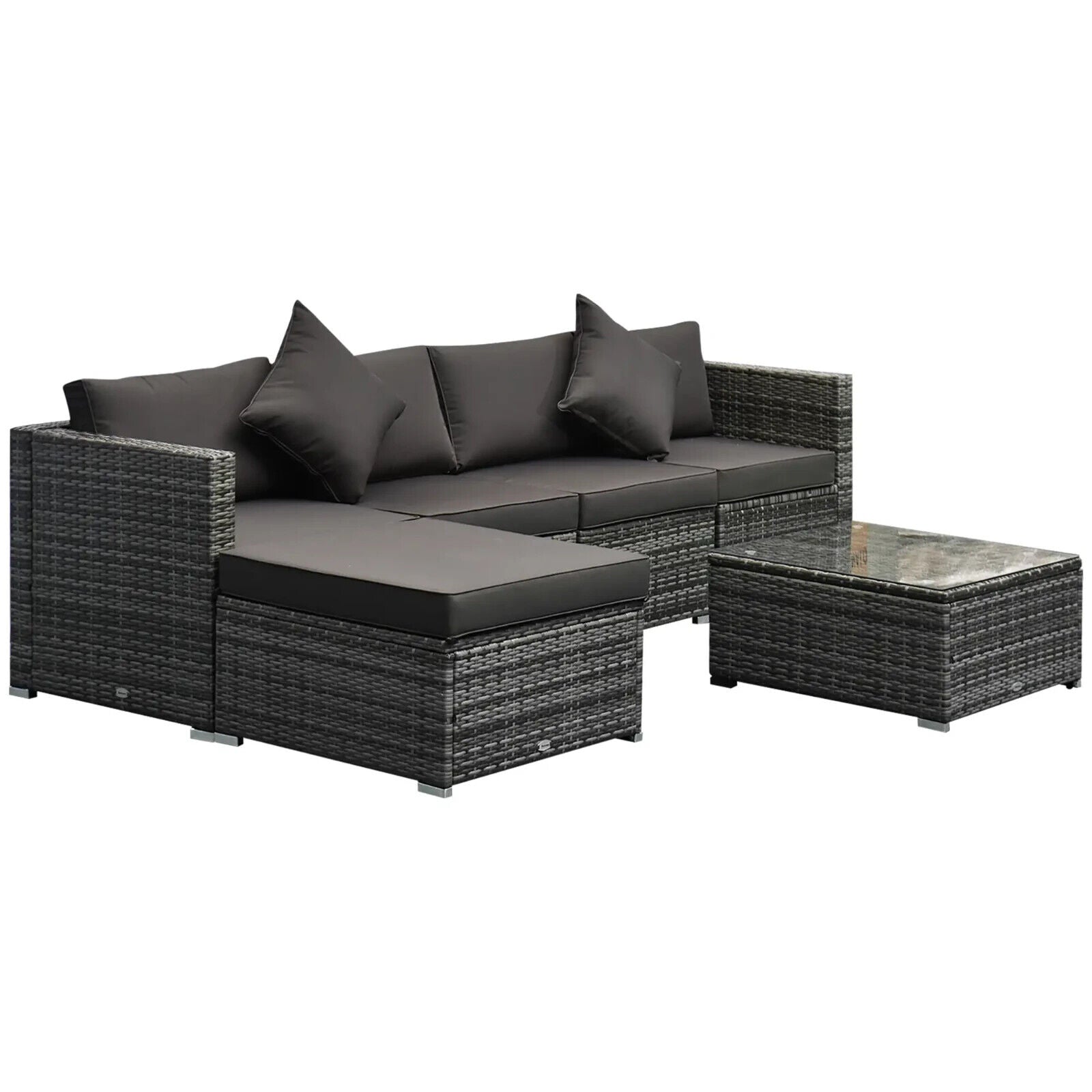 6 Piece Rattan Garden Furniture Set Aluminium Frame Sofa Chairs and Table - Home and Garden Furniture Shop - #rustic - furniture#