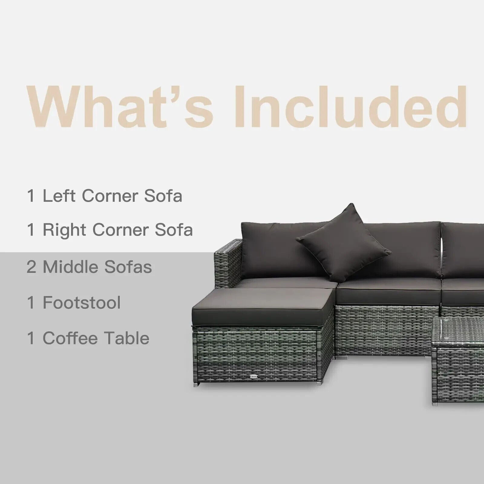 6 Piece Rattan Garden Furniture Set Aluminium Frame Sofa Chairs and Table - Home and Garden Furniture Shop - #rustic - furniture#