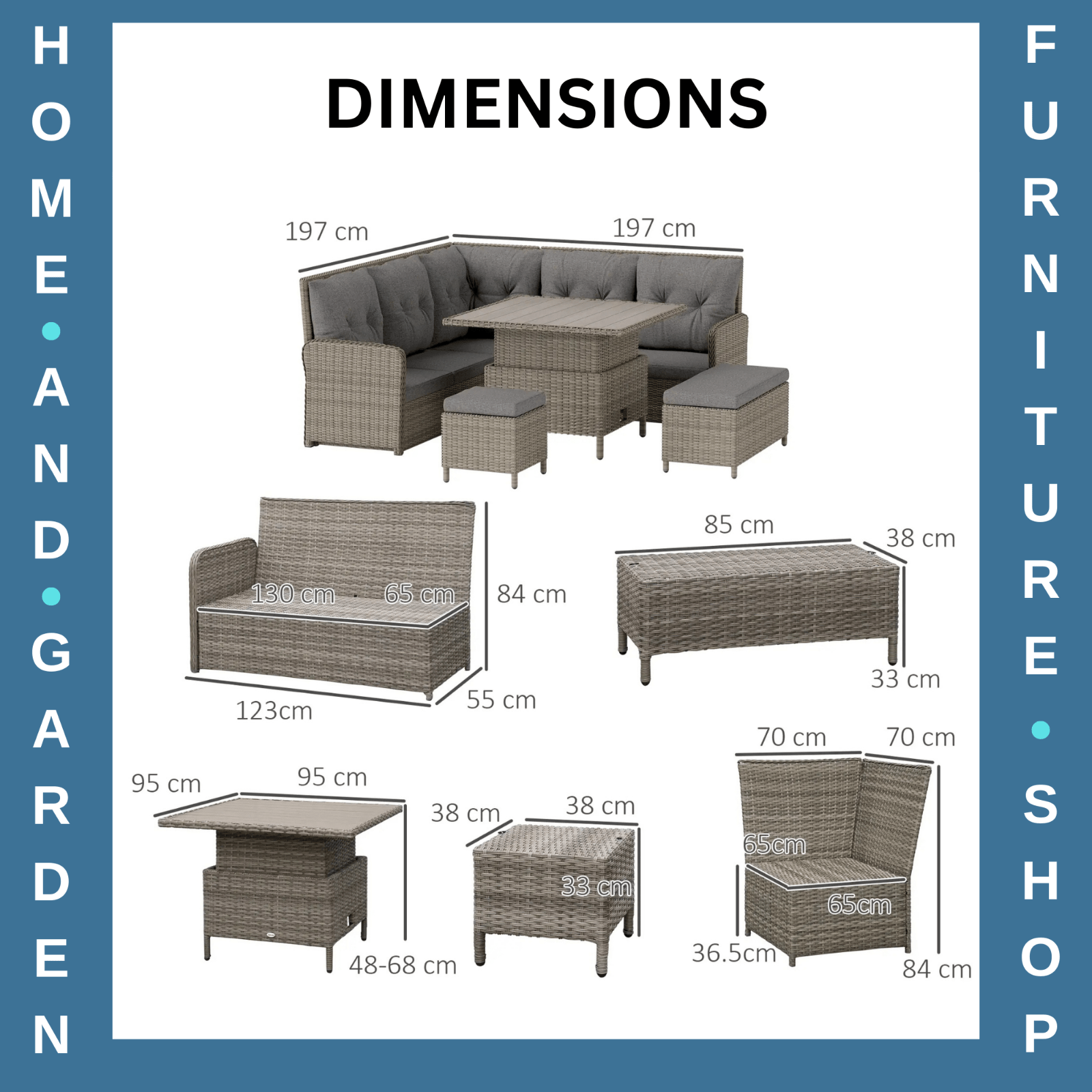 6 - Piece Rattan Garden Furniture Set Sectional Corner Sofa w/Cushions Soft Padded - Home and Garden Furniture Shop - rustic - furniture
