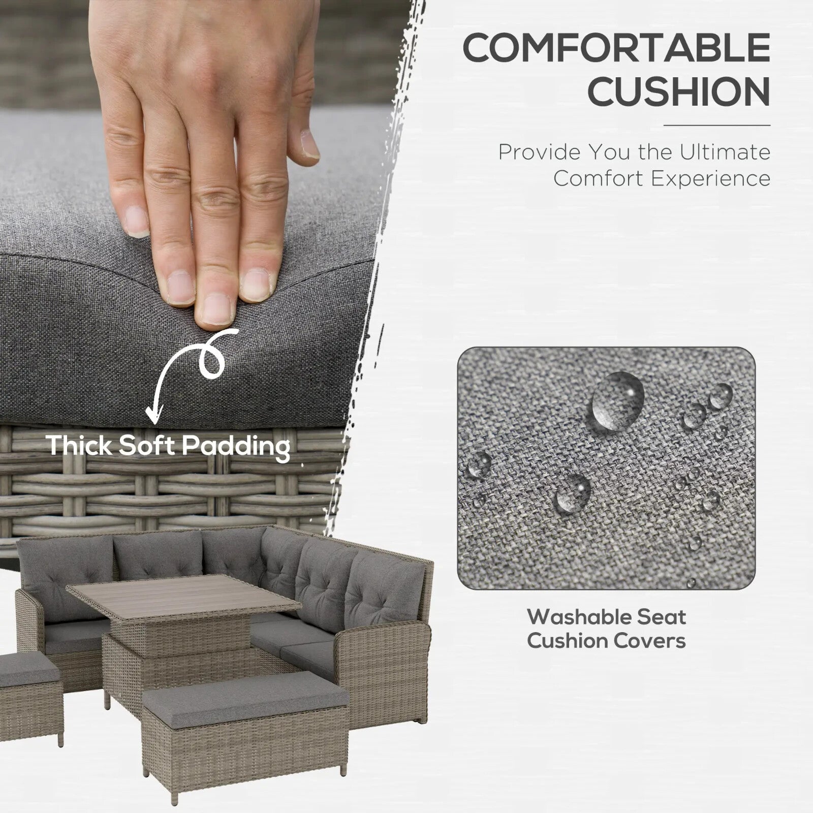 6 - Piece Rattan Garden Furniture Set Sectional Corner Sofa w/Cushions Soft Padded - Home and Garden Furniture Shop - rustic - furniture