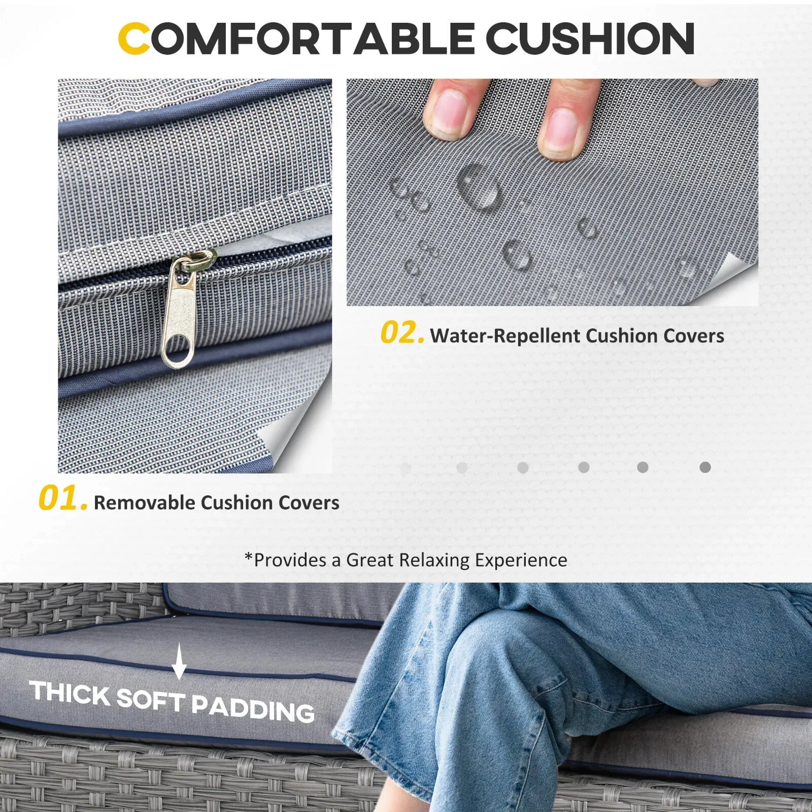 6 Piece Rattan Garden Furniture Set w/ Dining Table Sofa & All - Weather Cushions - Home and Garden Furniture Shop - rustic - furniture