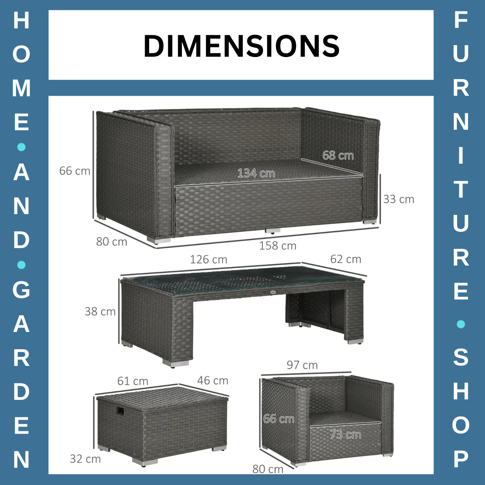 6 Piece Rattan Garden Furniture Set with Sofa Chairs Coffee Table & 2 Footstools - Home and Garden Furniture Shop - rustic - furniture