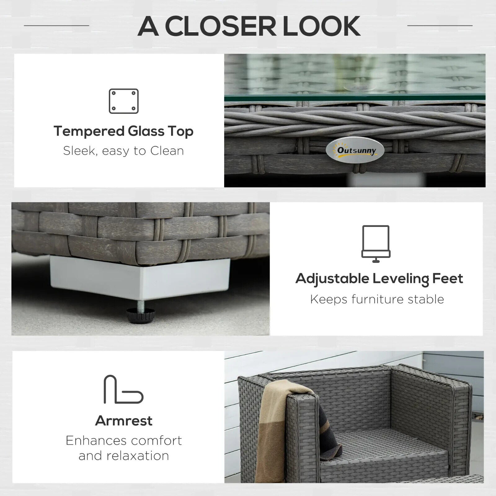 6 Piece Rattan Garden Furniture Set with Sofa Chairs Coffee Table & 2 Footstools - Home and Garden Furniture Shop - rustic - furniture