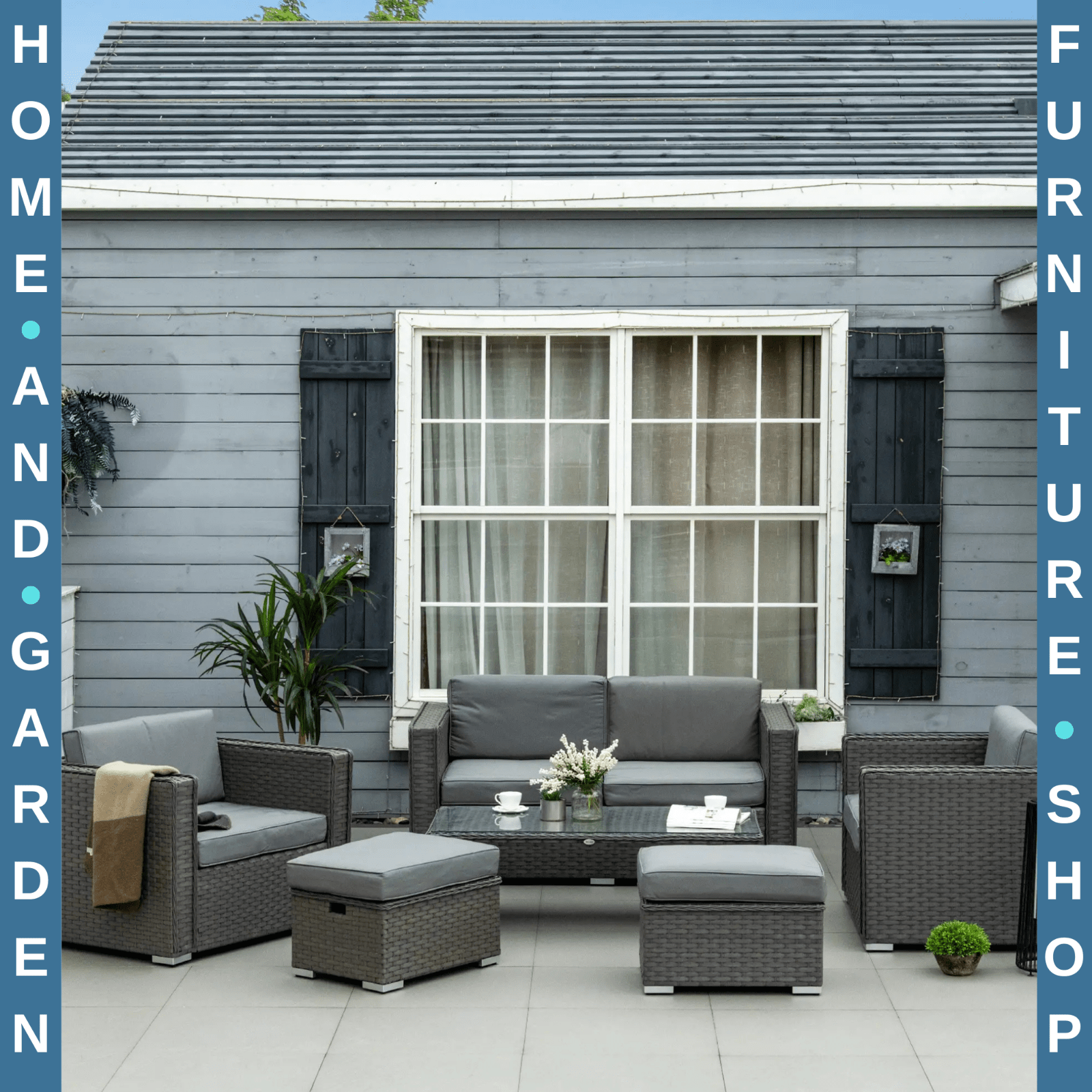 6 Piece Rattan Garden Furniture Set with Sofa Chairs Coffee Table & 2 Footstools - Home and Garden Furniture Shop - rustic - furniture