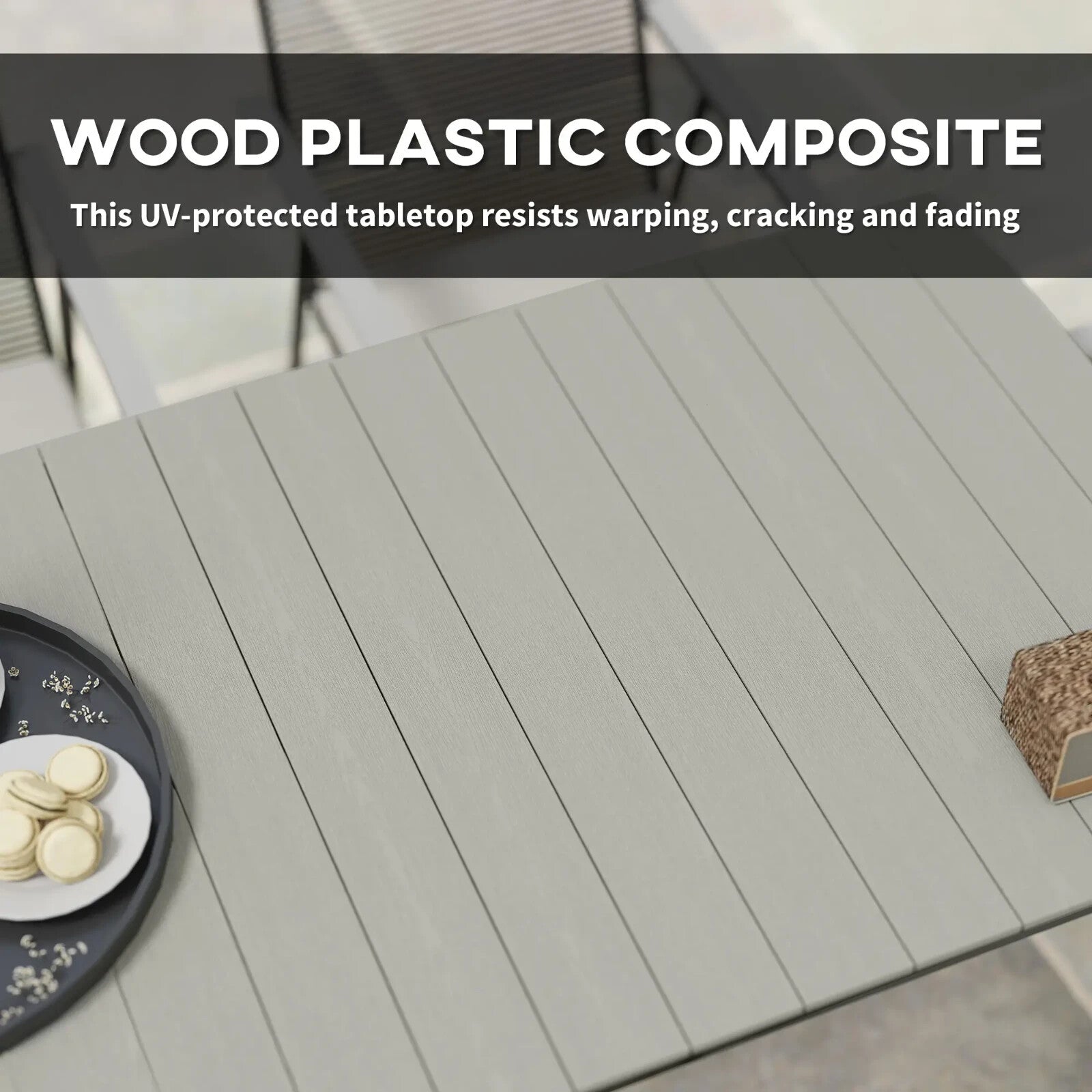 6 Seater Garden Dining Set Soft Cushions Rattan Backrest Outdoor Furniture Grey - Home and Garden Furniture Shop - rustic - furniture